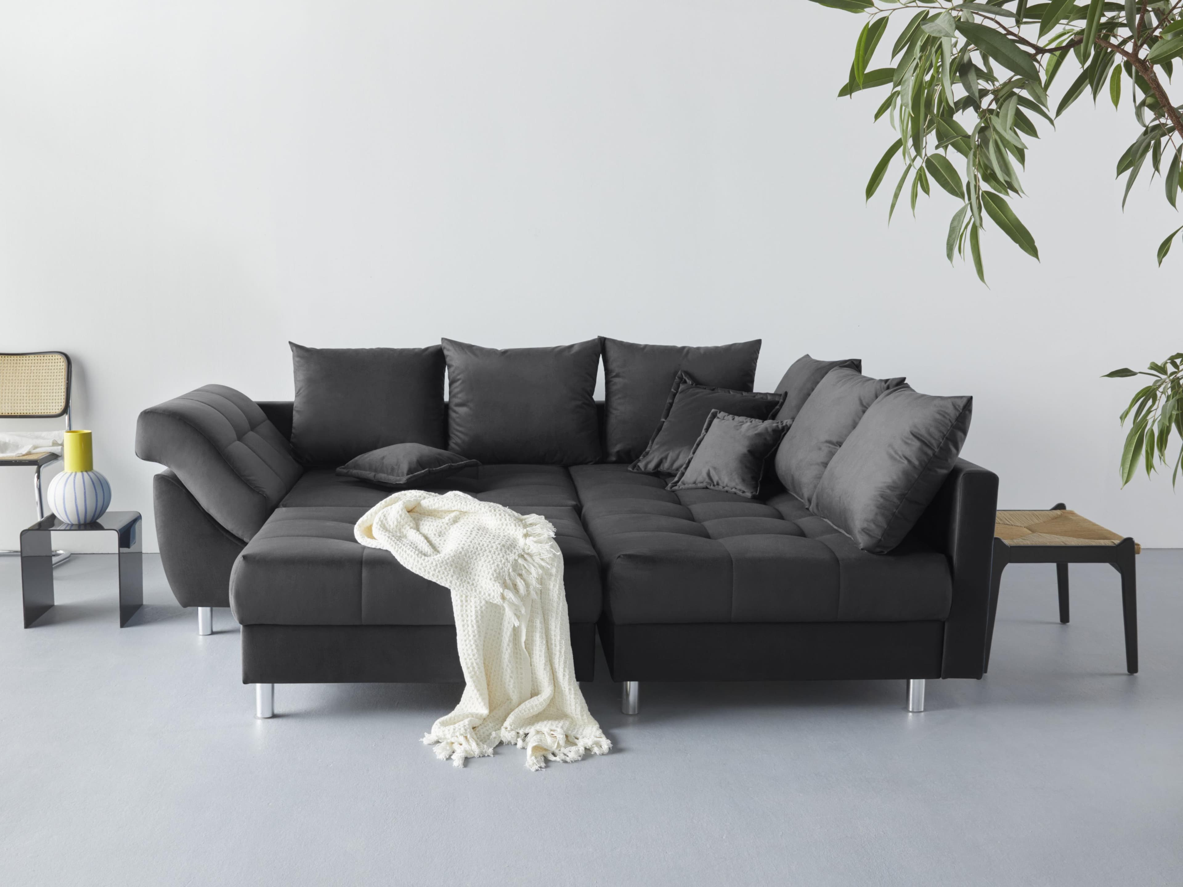 Ecksofa COLLECTION AB Innsbruck L-Form Schwarz mit Hocker