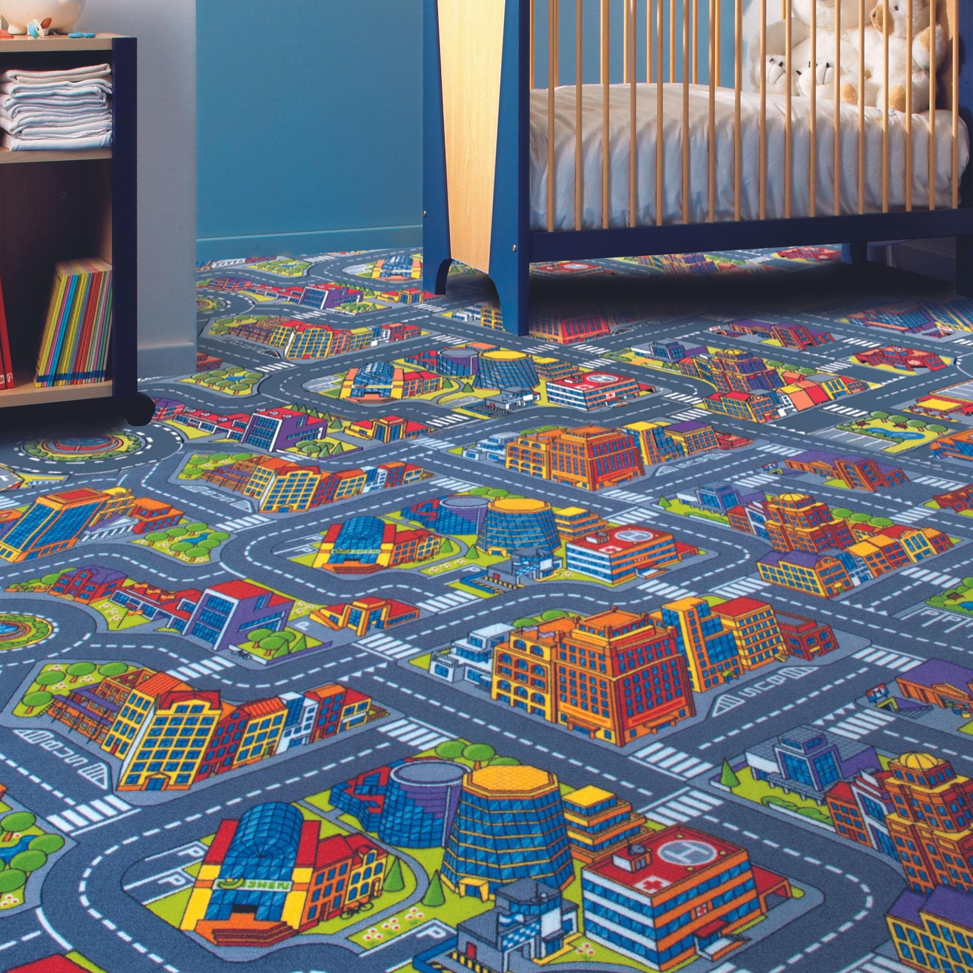 ANDIAMO Teppichboden City Grau Straßenmotiv Kinderzimmer