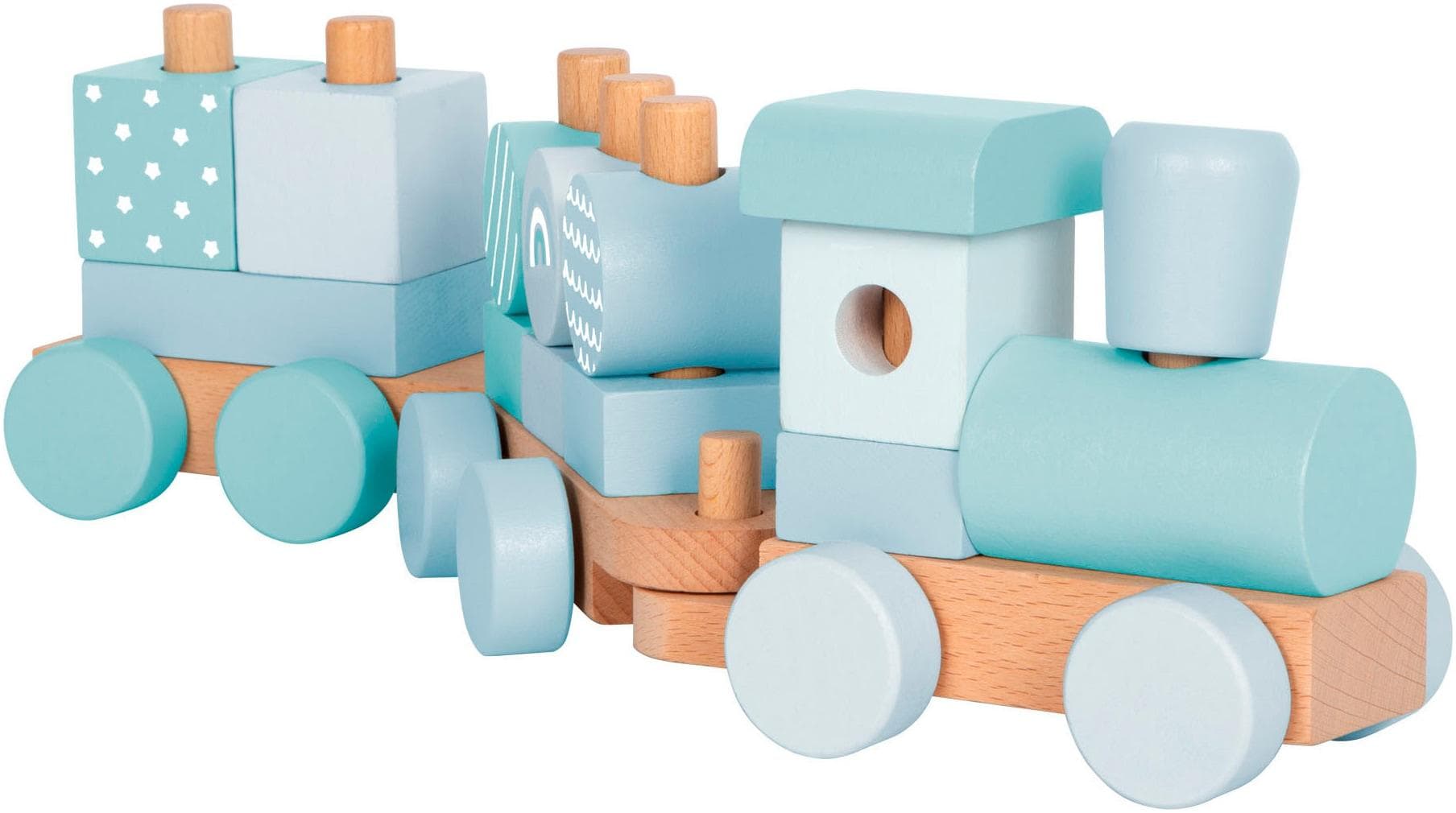 Small Foot Holzzug Spielzeug-Eisenbahn Blau Steckelemente