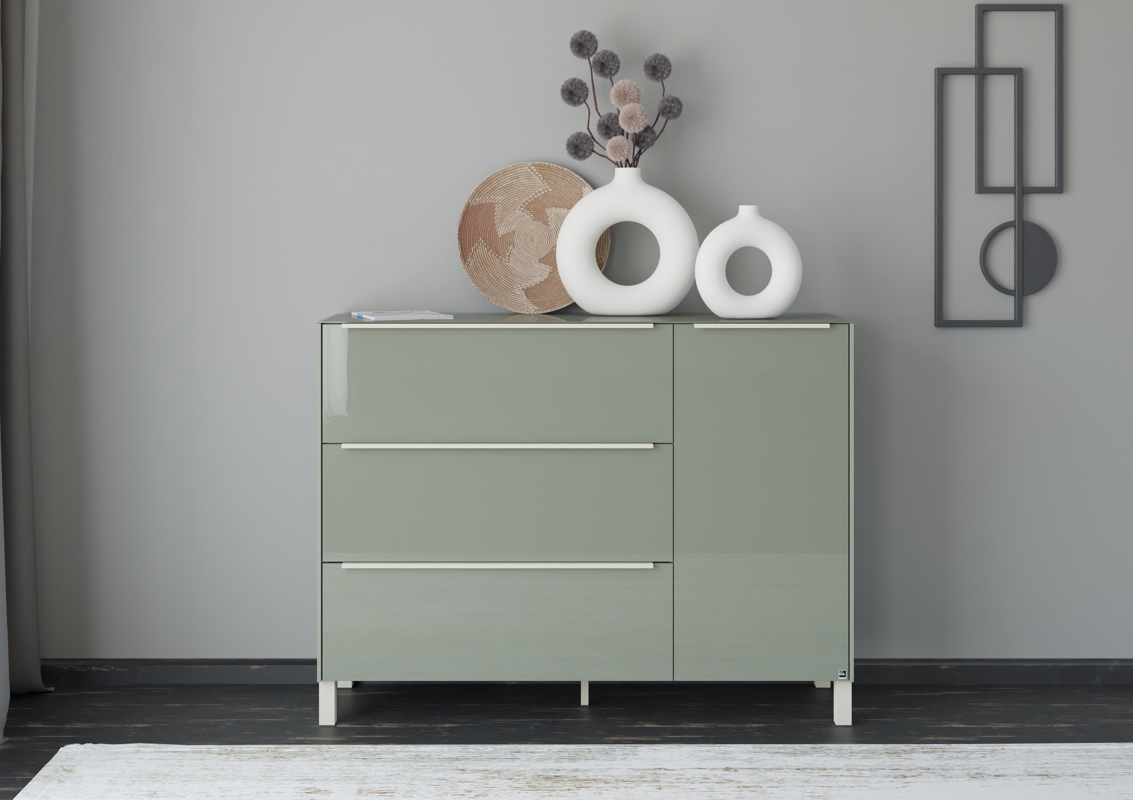Sideboard Reno Olivgrün Matt Lack Glas Musterring