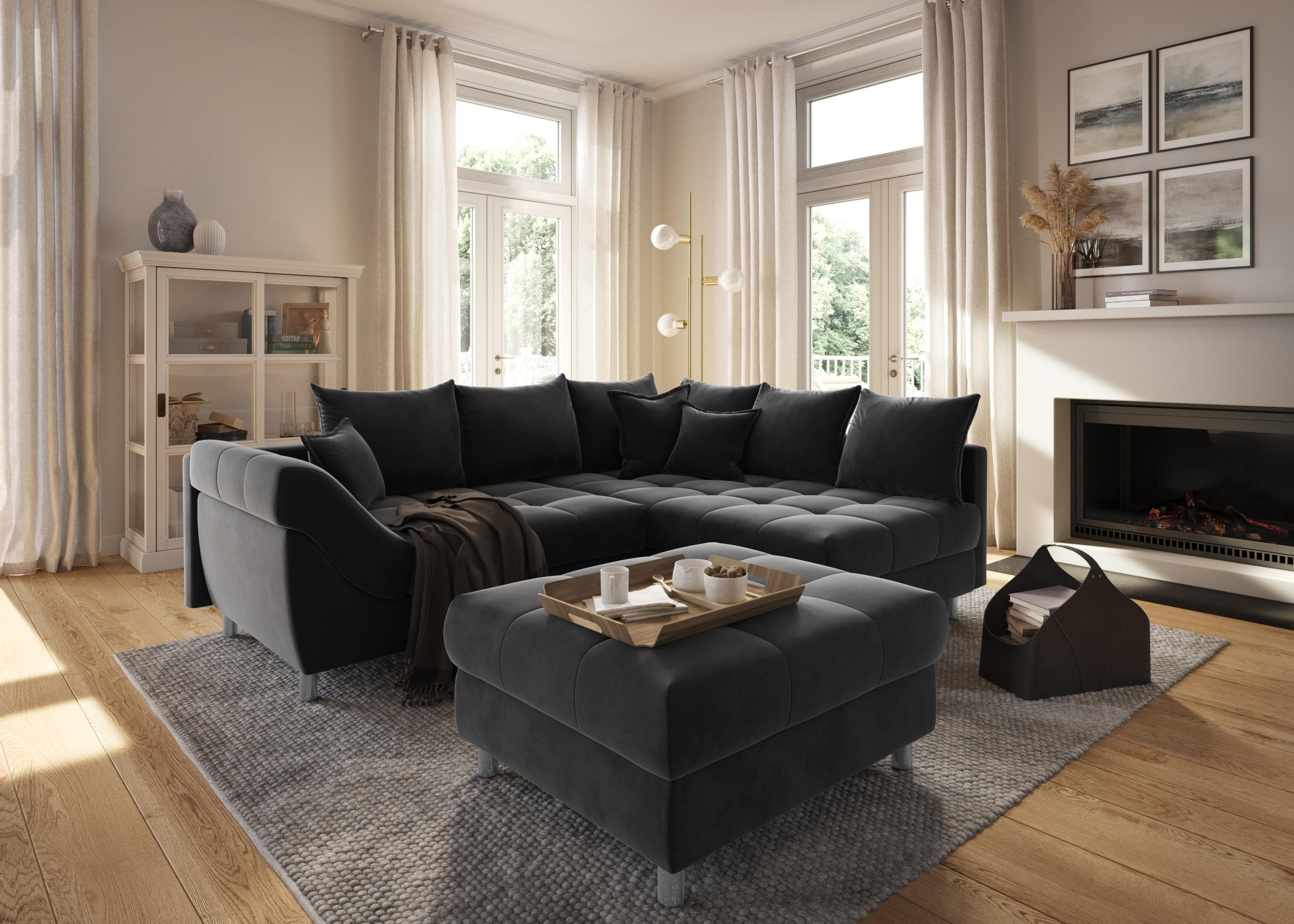 Ecksofa COLLECTION AB Innsbruck L-Form Schwarz Recamiere