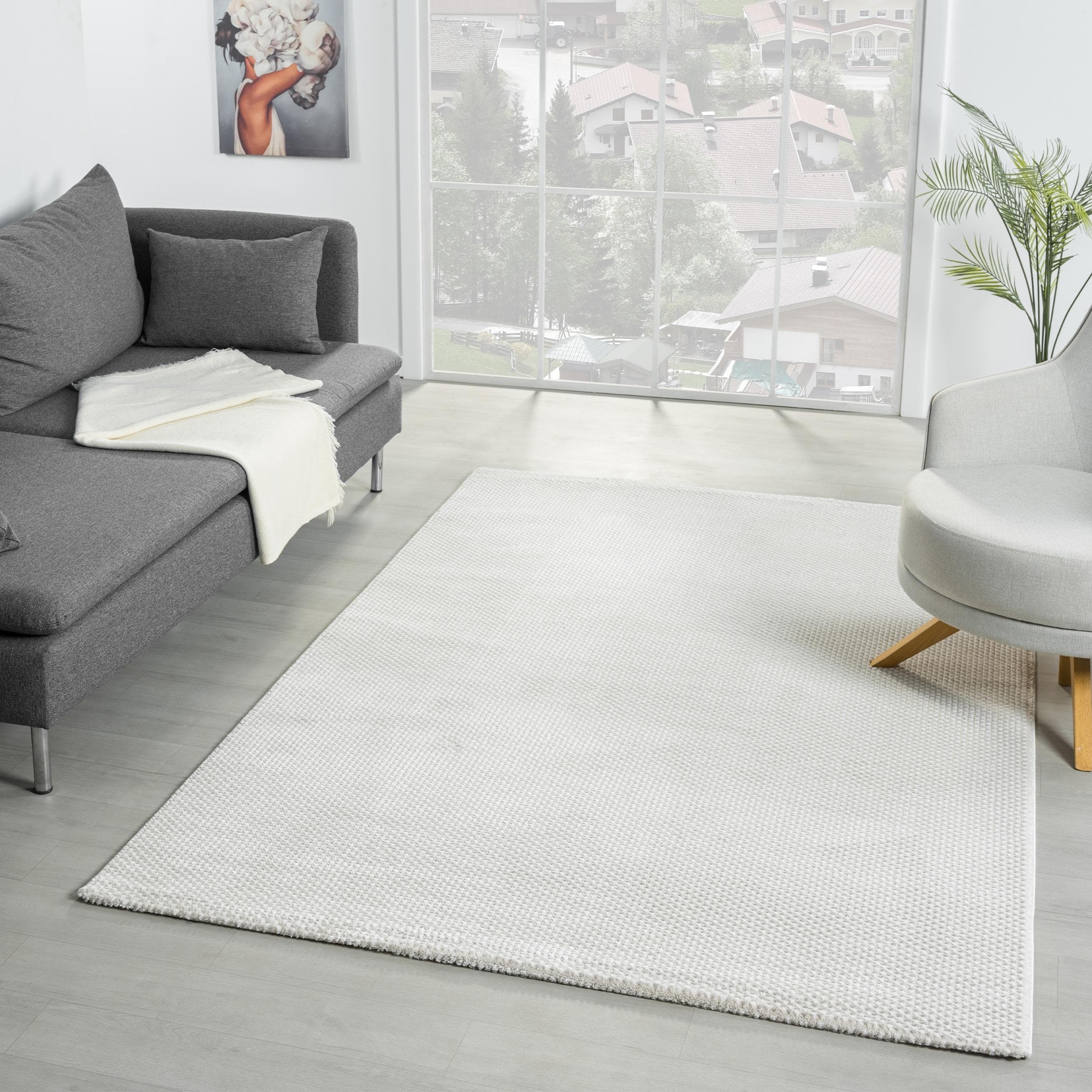 Teppich SEHRAZAT Nora Grau Creme Polyester Polypropylen