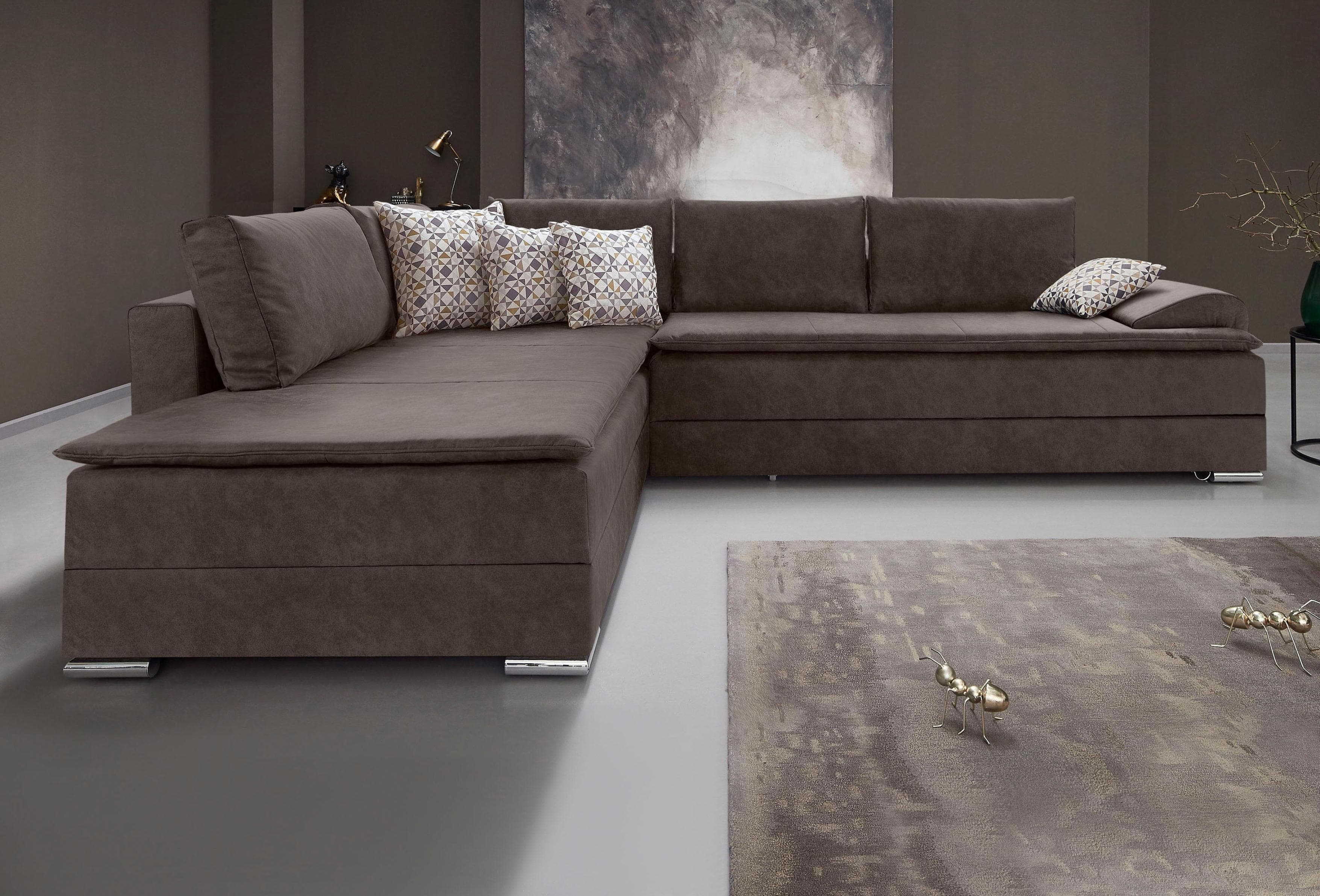 HOME AFFAIRE Ecksofa Night & Day L-Form Grau mit Bettfunktion