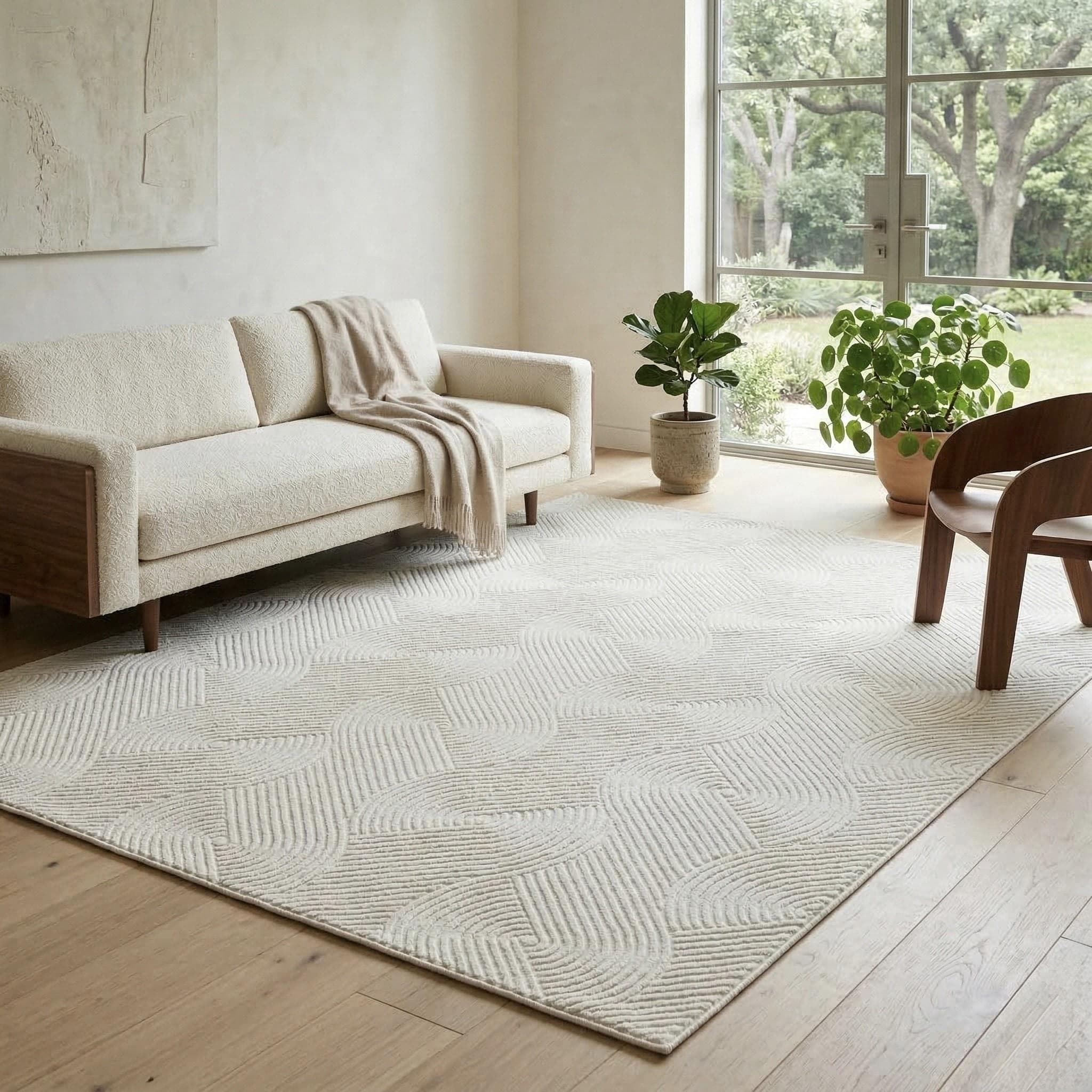 Teppich SEHRAZAT Nora Creme Polyester Polypropylen