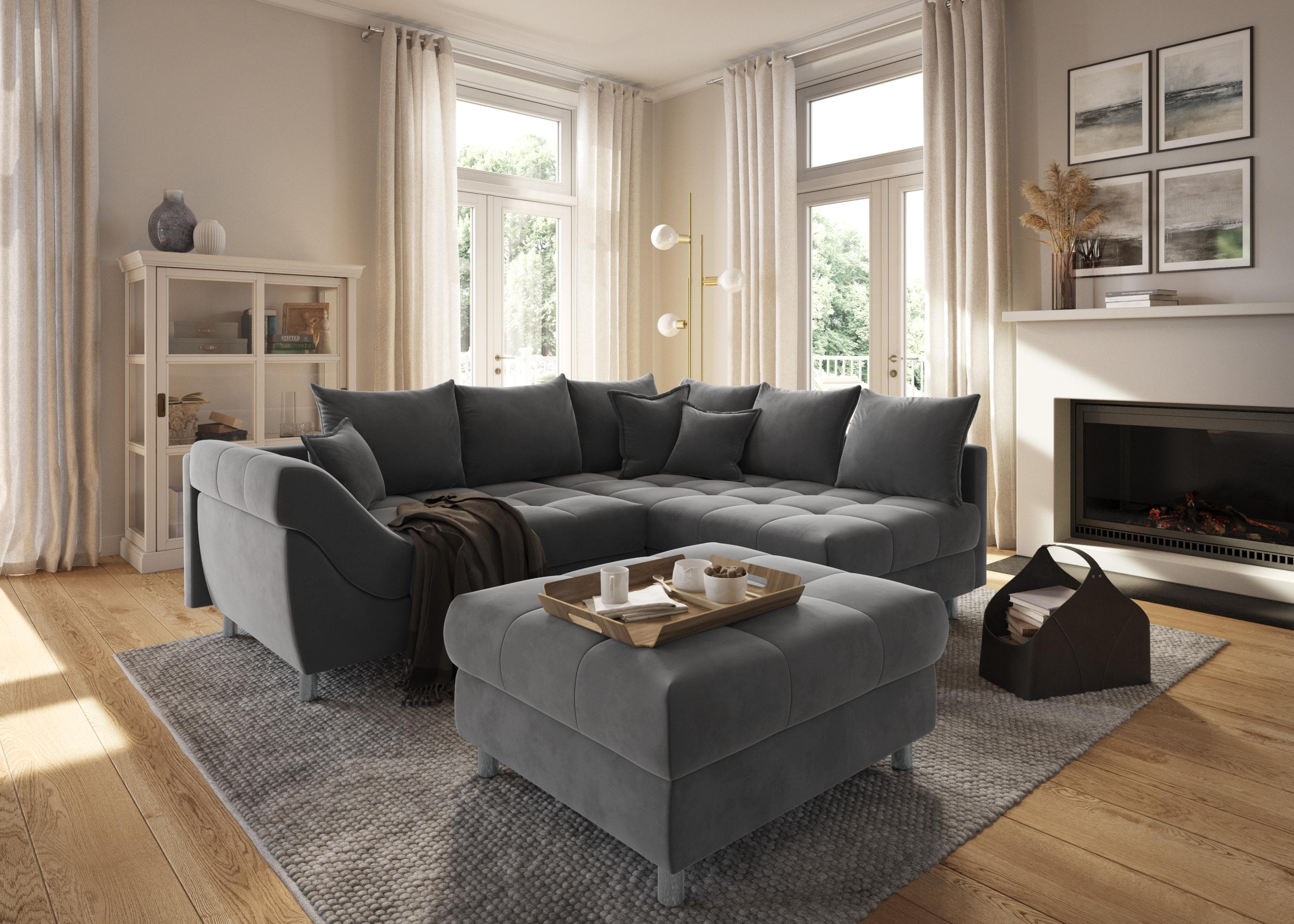 Ecksofa COLLECTION AB Innsbruck L-Form Anthrazit Microfaser