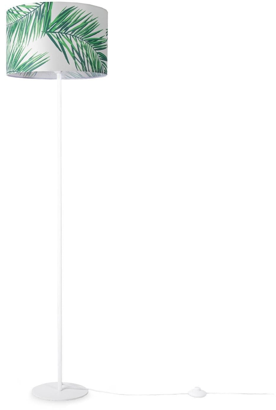 PACO HOME Stehlampe Ostende 537 weiß Palmenmuster