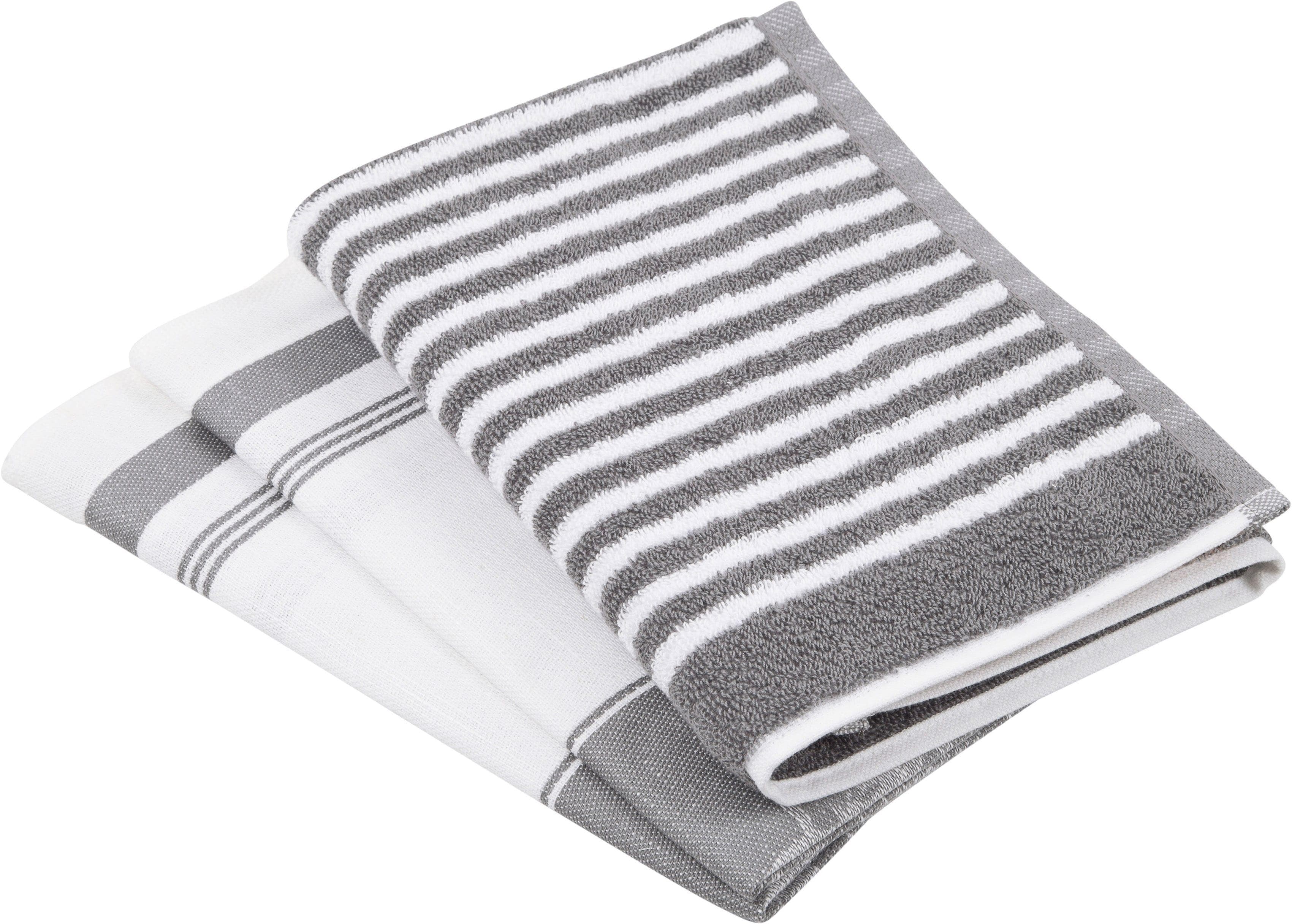ROSS Geschirrtuch-Set Exclusiv 3-tlg. Silber Baumwolle & Leinen