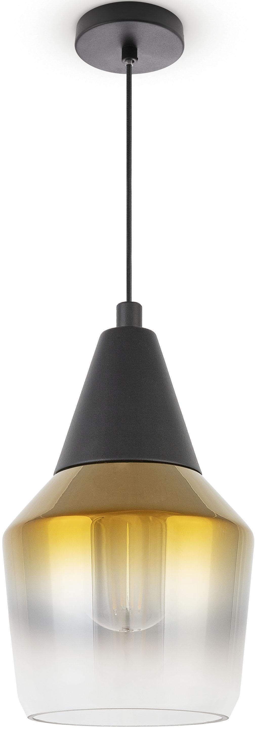 PACO HOME Pendelleuchte DIANA Schwarz Glas E27