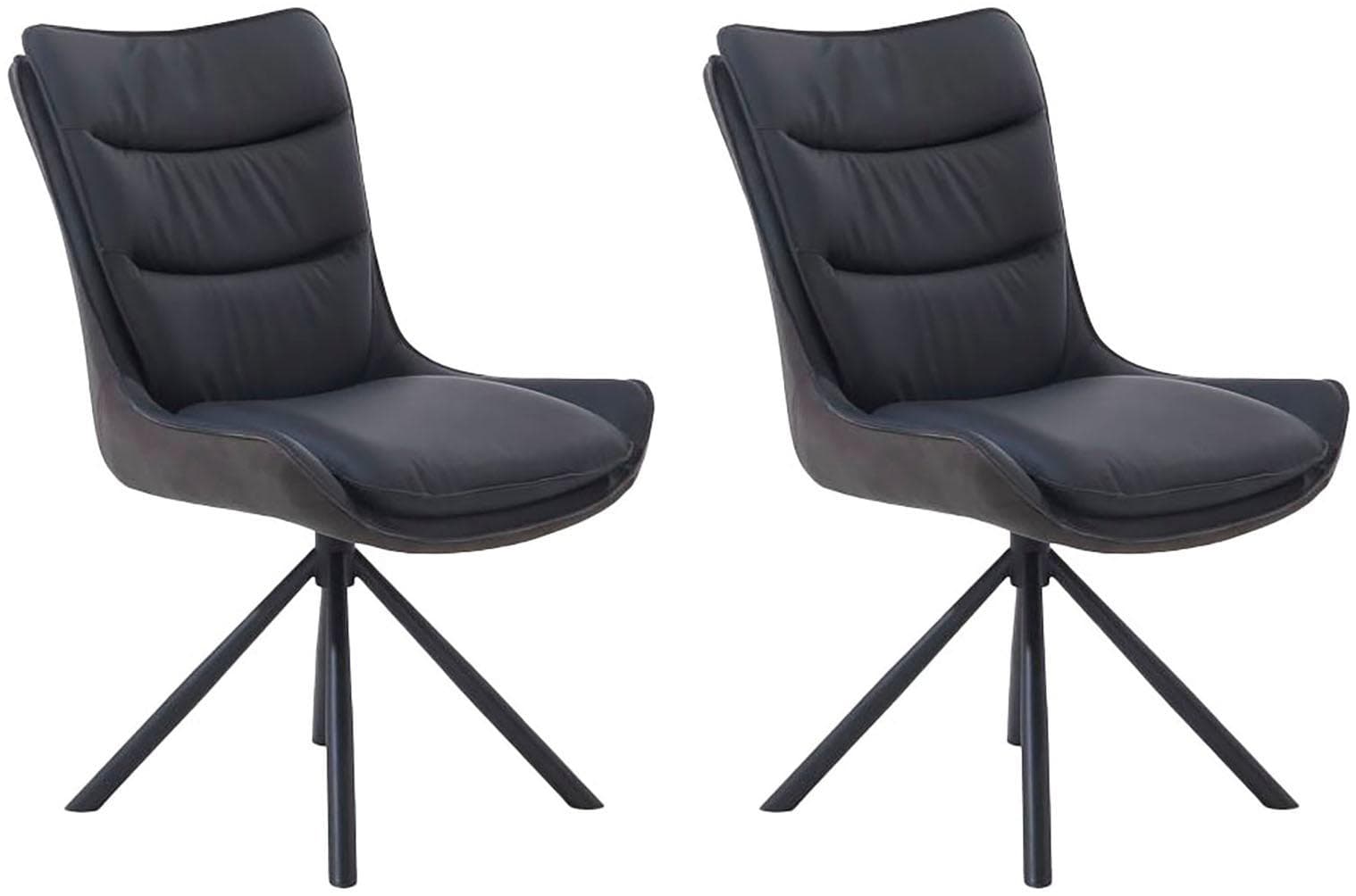 Jockenhöfer Gruppe Drehstuhl Maurice Set 2 St. Schwarz Echtleder