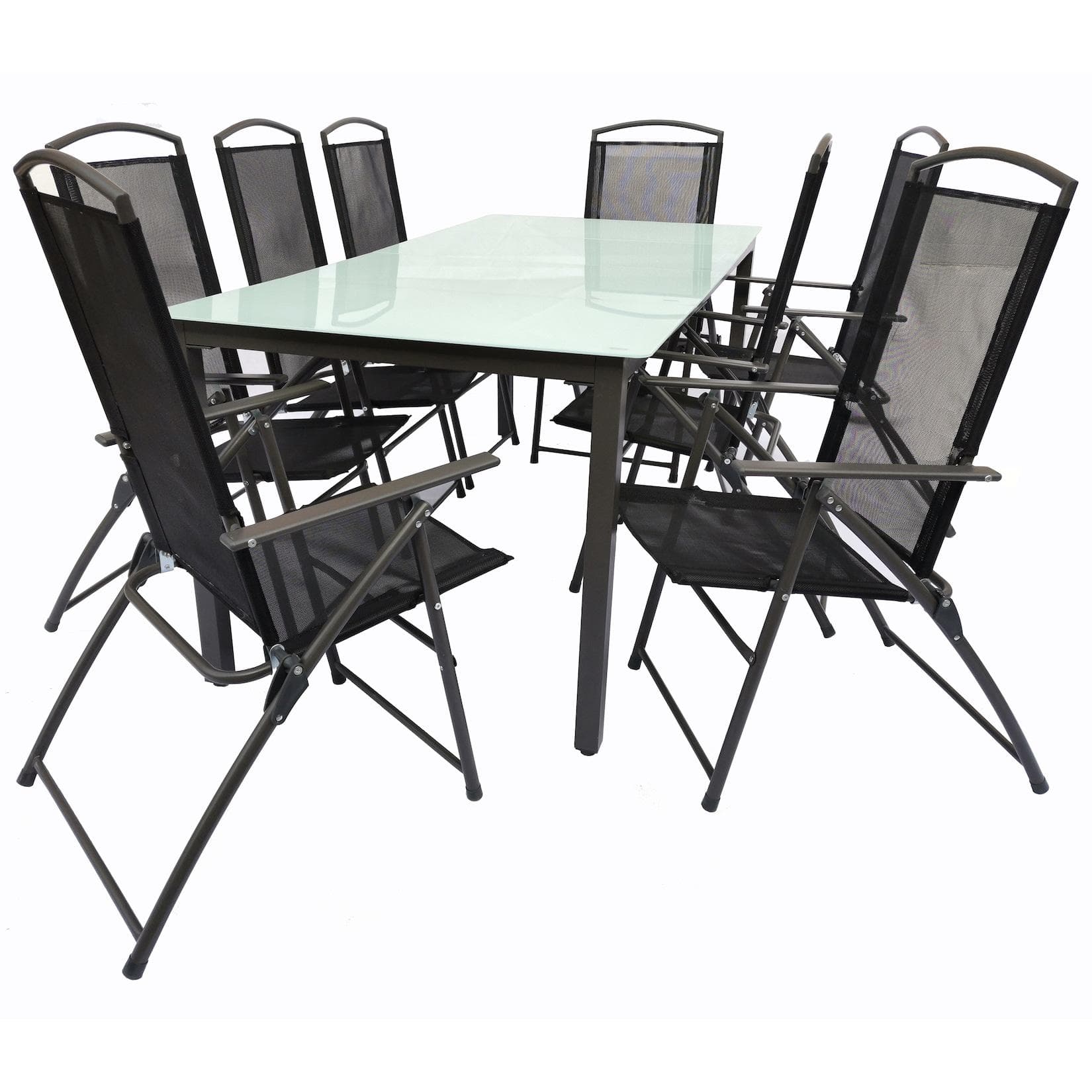 VCM 9-teiliges Gartenmöbel-Set mit Tisch und 8 Stühlen in Anthrazit