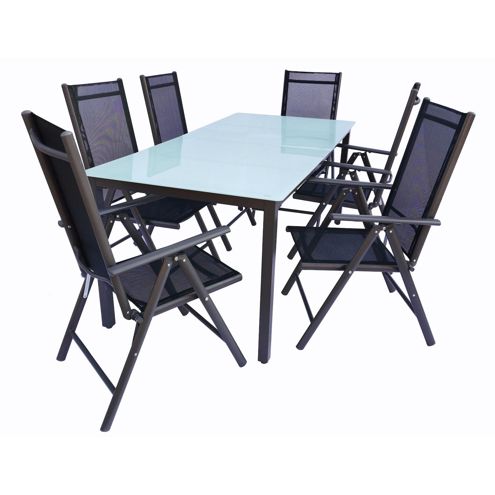 VCM 7-tlg. Gartenmöbel-Set mit Tisch und 4 Stühlen, Anthrazit