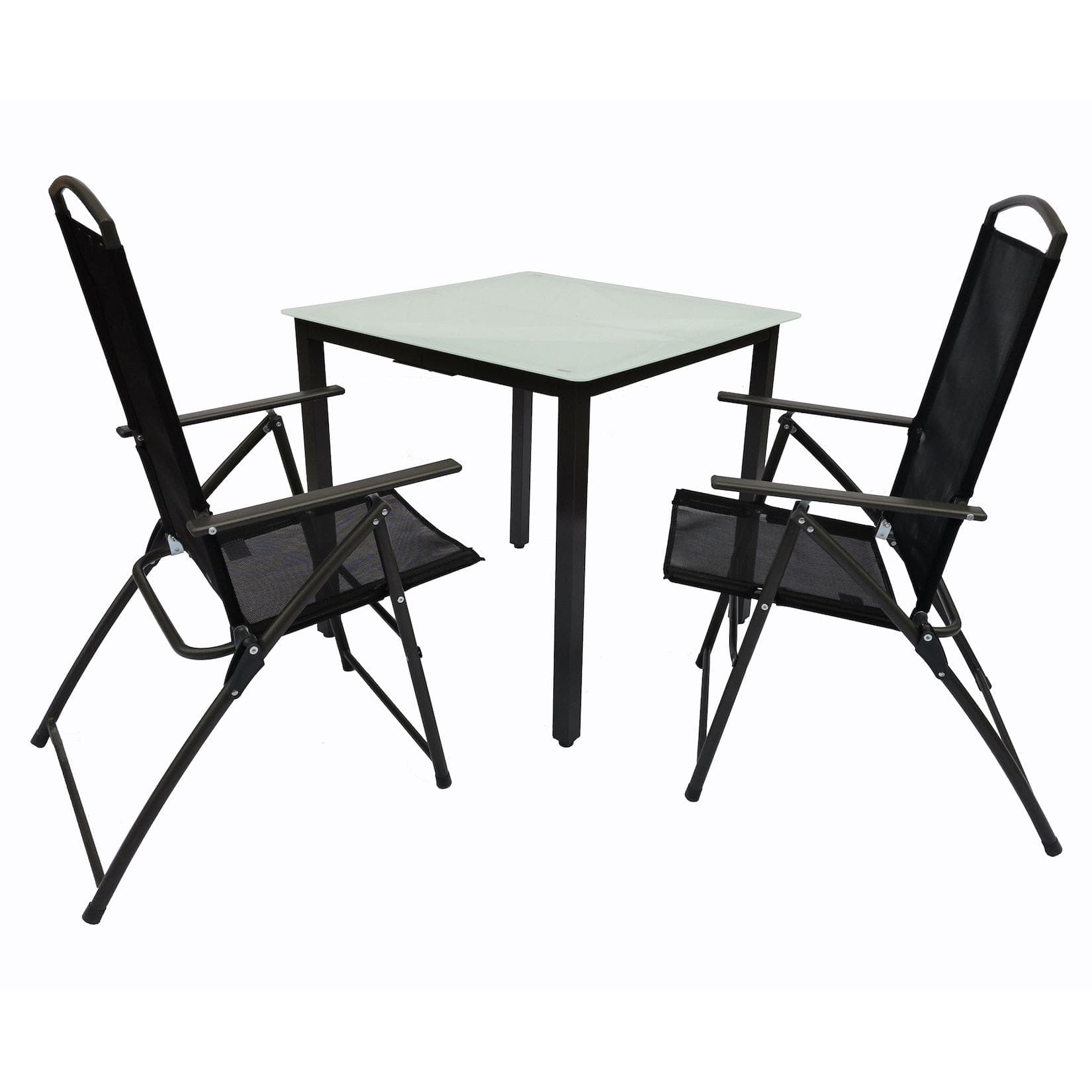 VCM 3-tlg. Gartenmöbel-Set mit Tisch und 2x Klappstühlen in Anthrazit