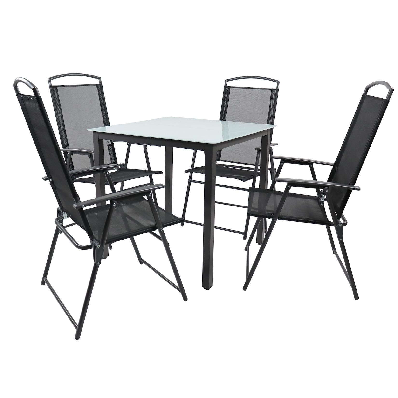 VCM 5-tlg. Gartenmöbel Set Anthrazit mit ESG-Glas