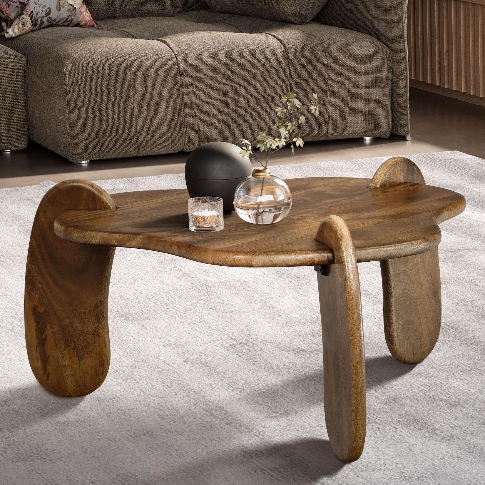 FineBuy Couchtisch Mango Massivholz Organisch Design