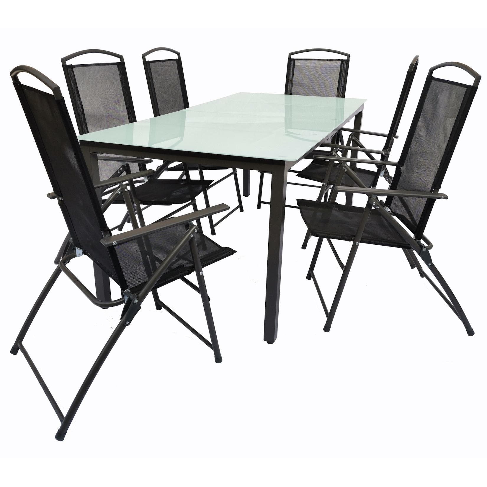 VCM 7-tlg. Gartenmöbel-Set Anthrazit mit ESG-Glas