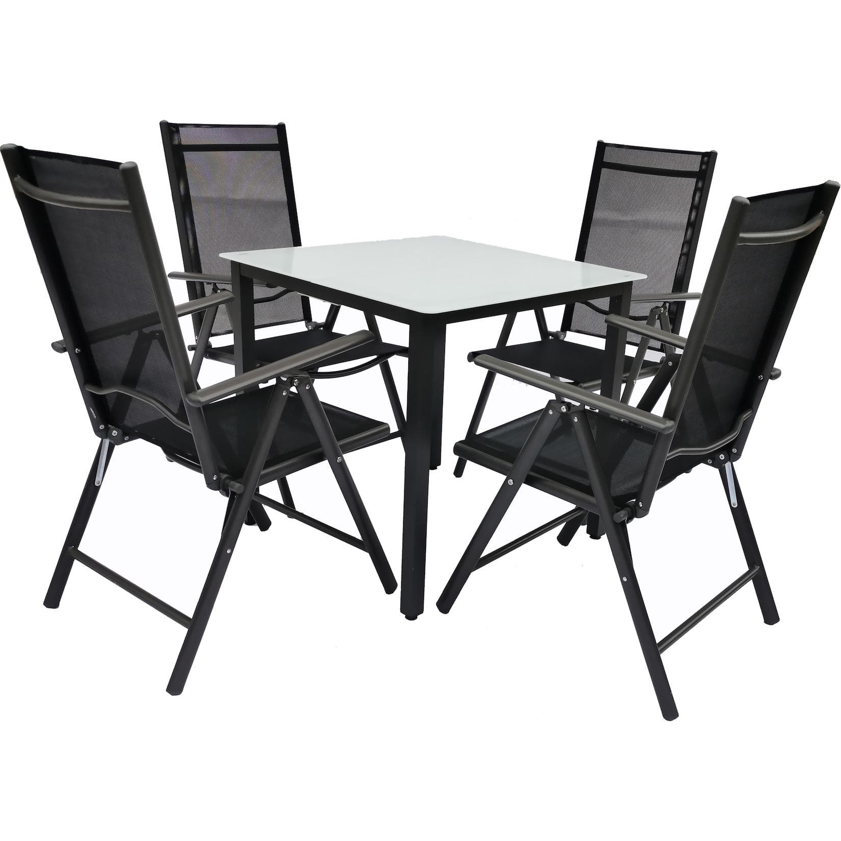 VCM 5-tlg. Gartenmöbel-Set Anthrazit mit ESG-Glas