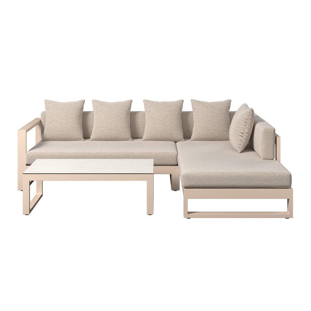 Amatio Loungegarnitur 3-teilig L-Form Beige Aluminium