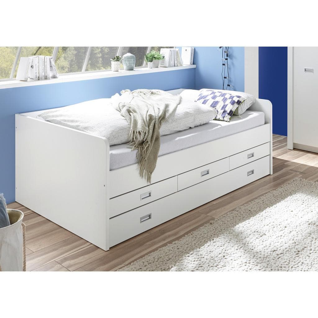 BEGABINO Funktionsbett Alaska Weiß mit 2 Liegeflächen und Schubkästen