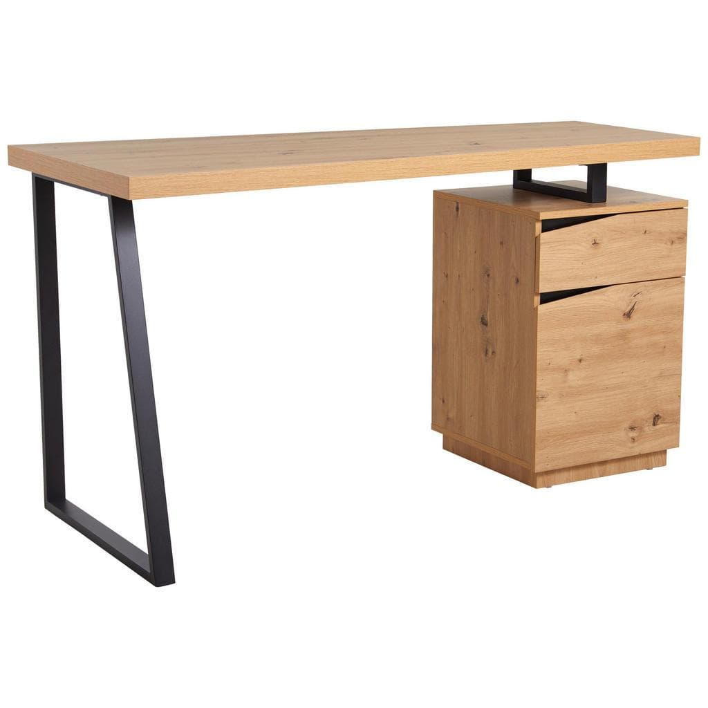 Mid.you Schreibtisch Schwarz Eiche Metall Holzwerkstoff 1 Schublade