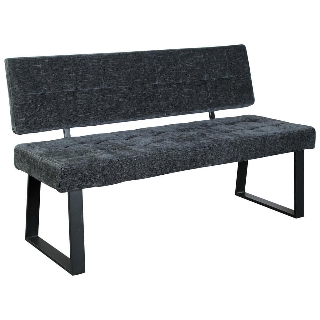Mid.you Sitzbank Dunkelgrau Metall Textil 2-Sitzer