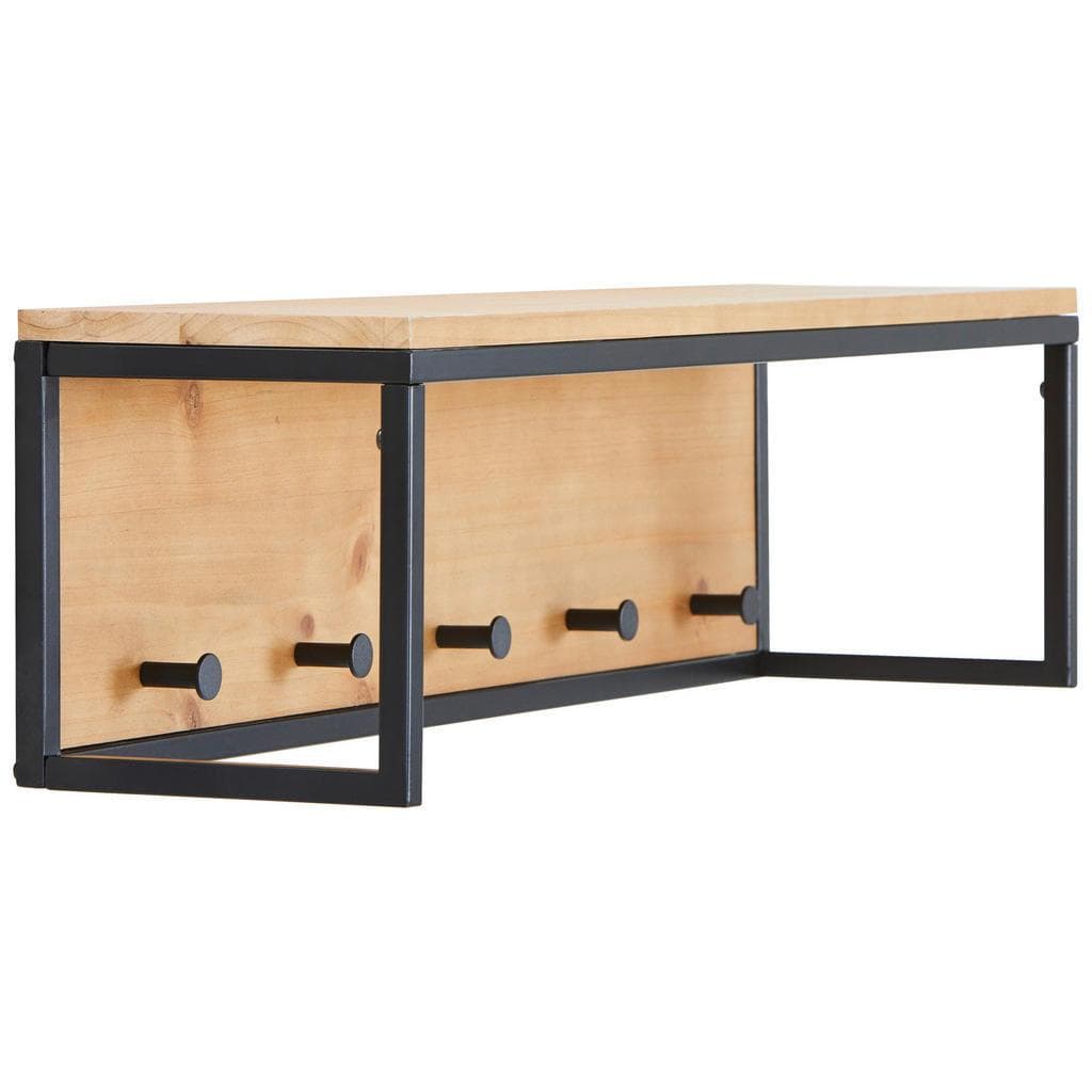 Mid.you Wandgarderobe Natur Schwarz Vollmassiv Tanne