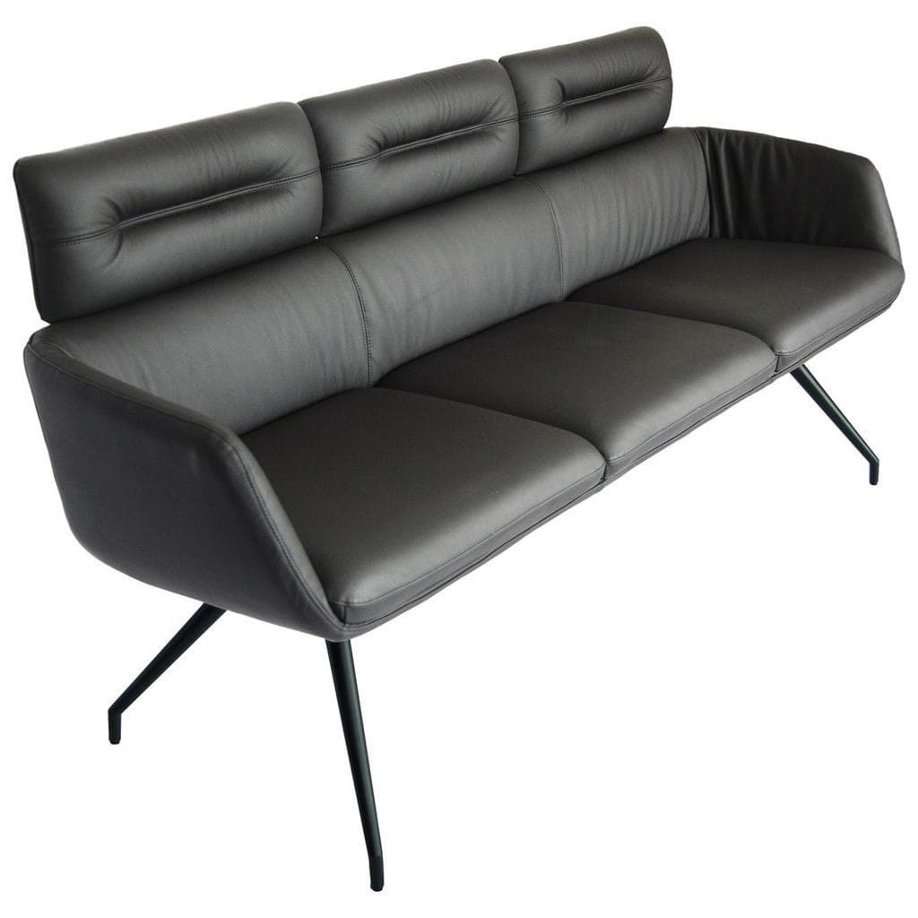 Dieter Knoll Sitzbank Schwarz Metall Echtleder 3-Sitzer