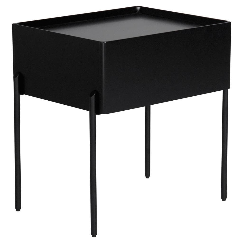 Livetastic Nachtschrank Schwarz Metall Holzwerkstoff