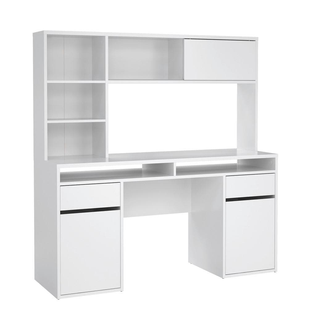 Mid.you Schreibtisch Weiß Hochglanz Holzwerkstoff 2 Schubladen