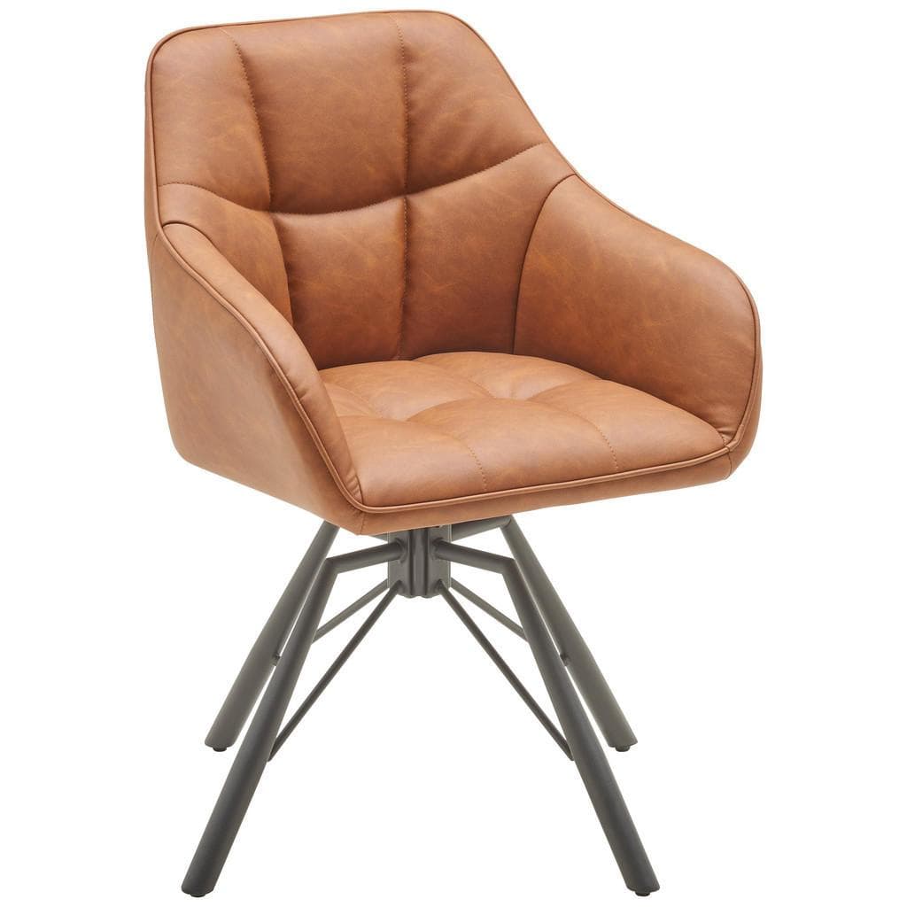 Mid.you Armlehnstuhl Braun Schwarz Lederlook Drehstuhl Esszimmer