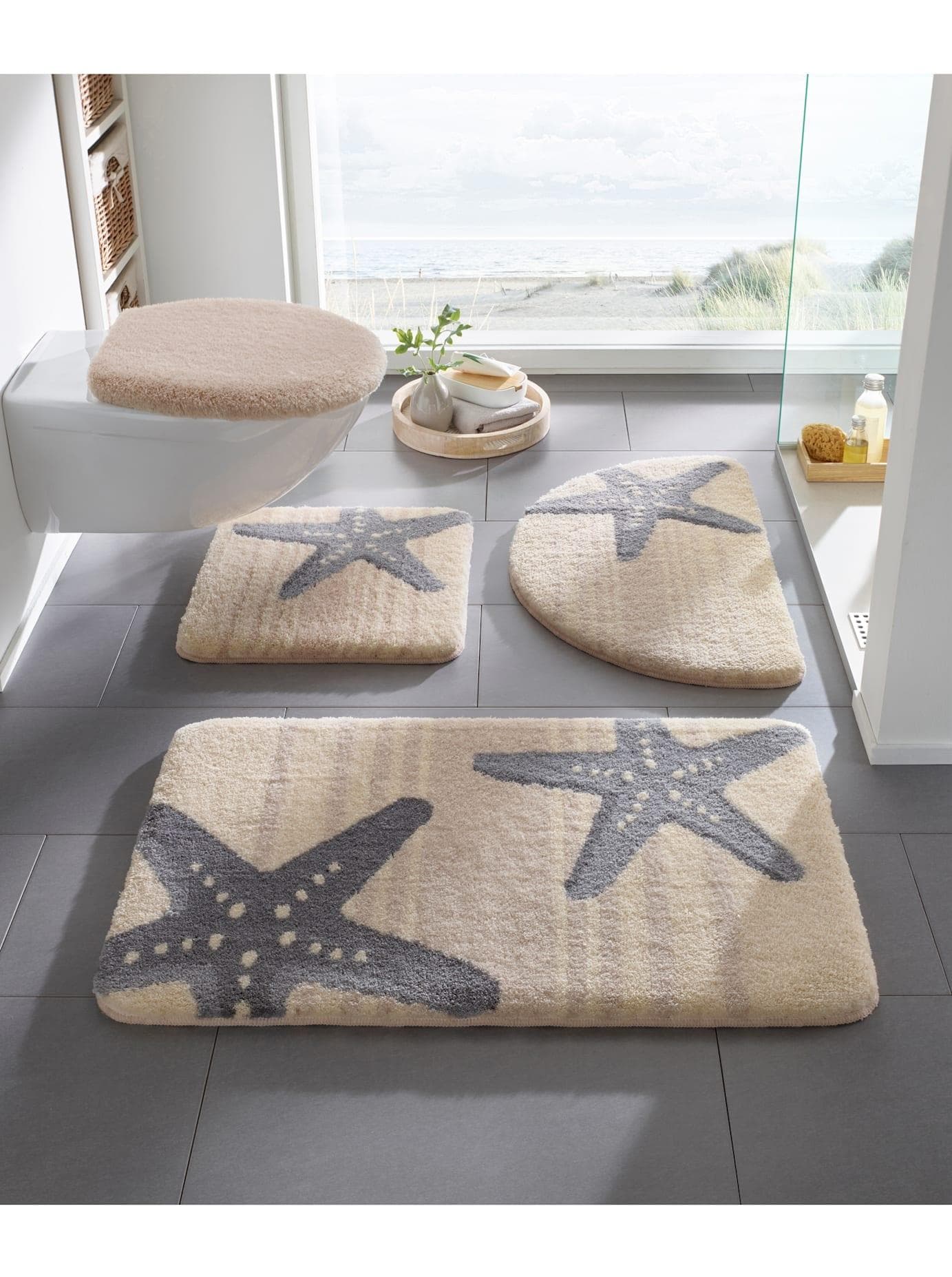 Badematte KLEINE WOLKE Gr. 6 Beige-Grau Polyacryl