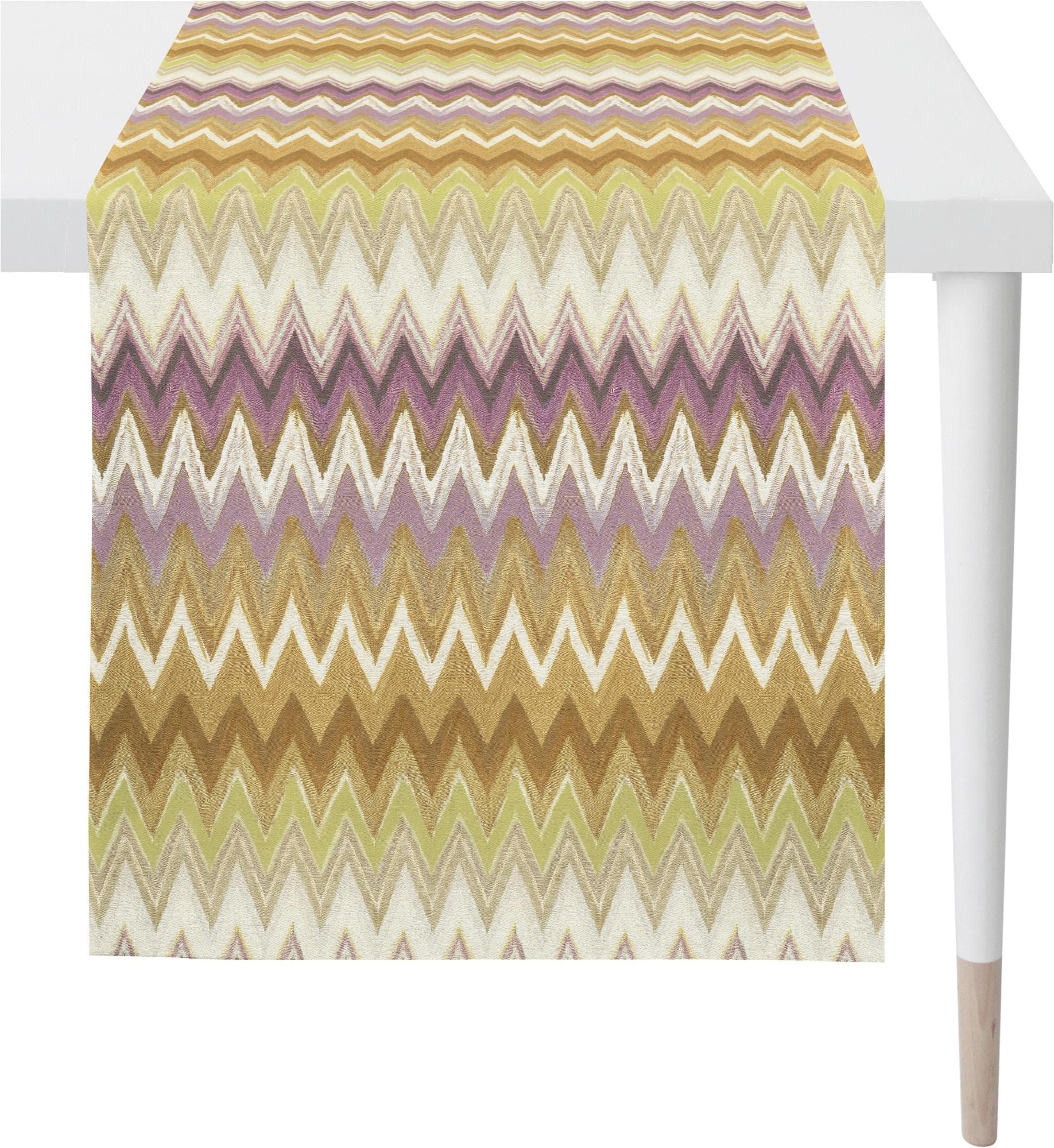 APELT Tischläufer Zigzag Baumwolle Gelb Orange Braun Mauve