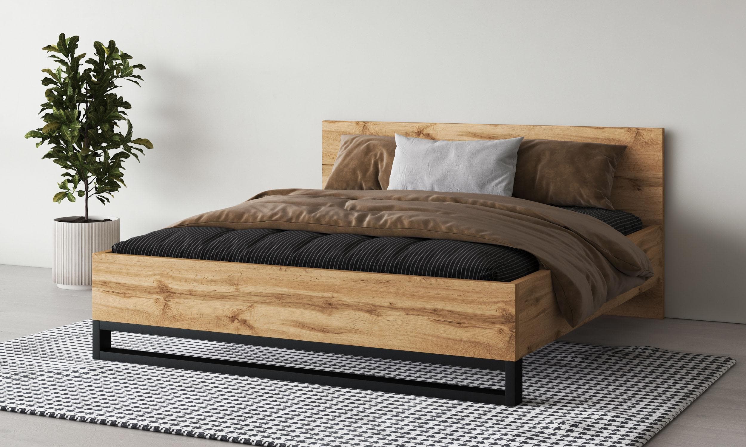 HOME AFFAIRE Bettgestell Bronne Industrial Design Braun/Schwarz
