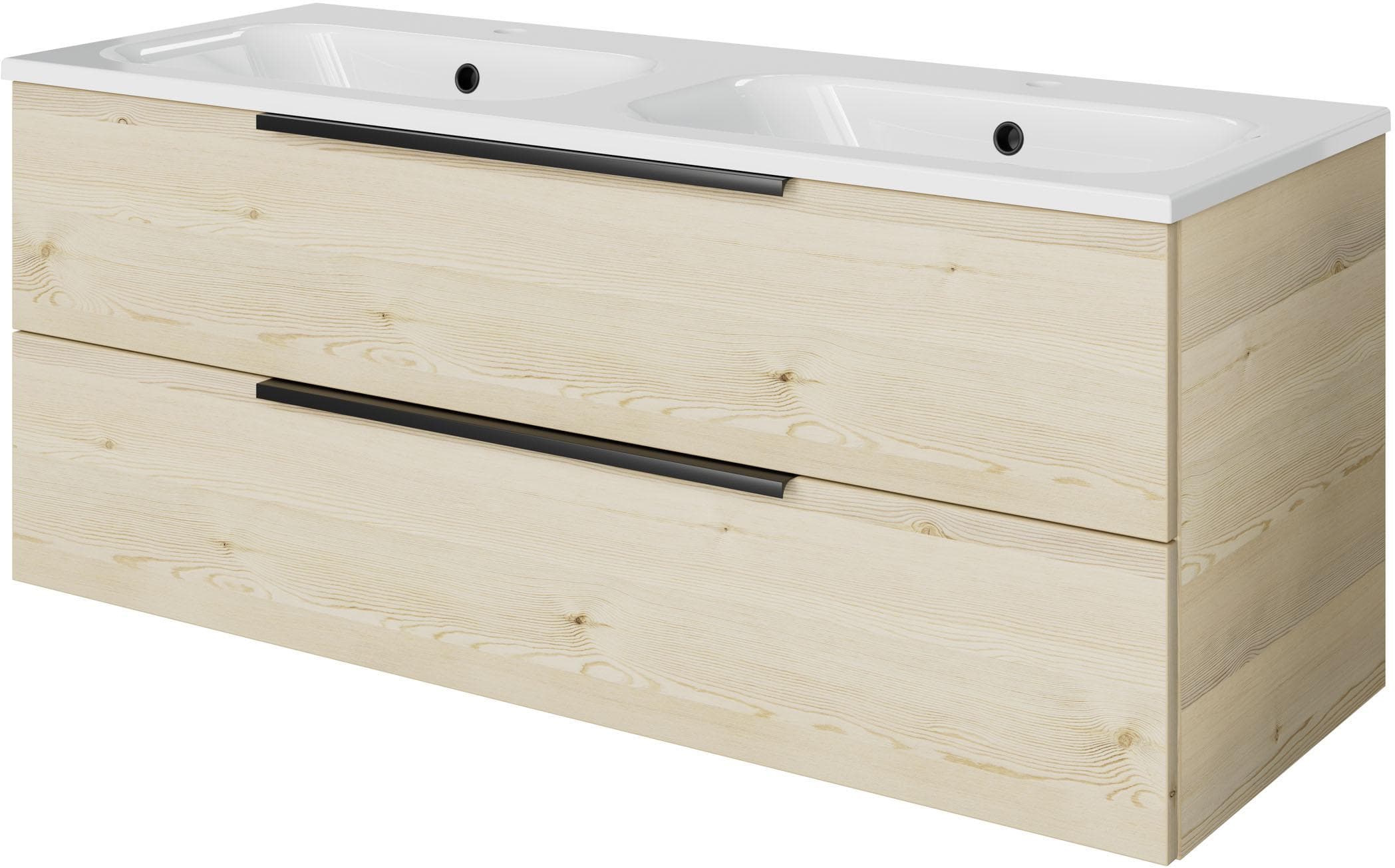 Baur Badmöbel-Set SAPHIR Mineralmarmor-Waschtisch mit Unterschrank Polar Pinie