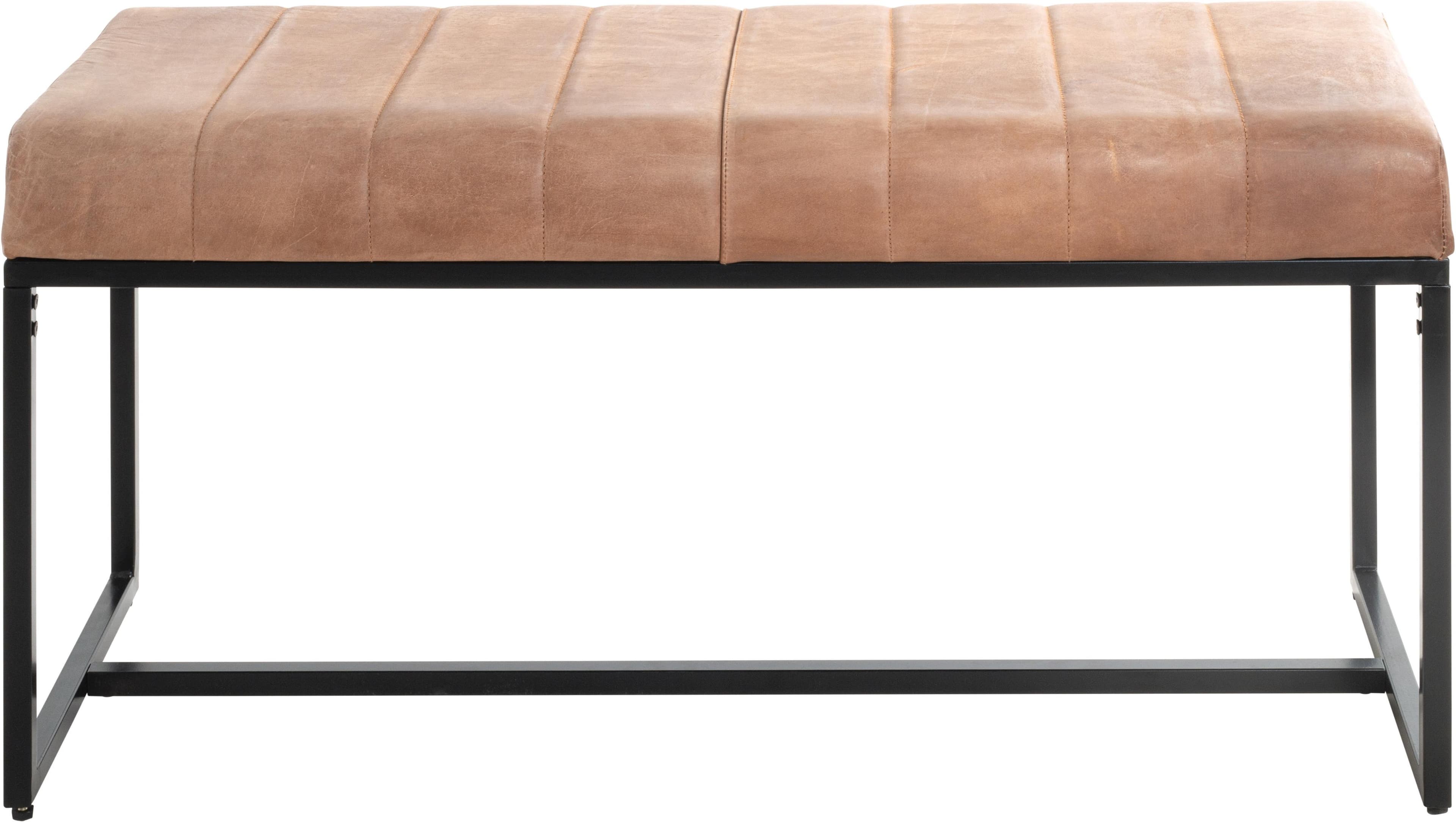 HAKU Sitzhocker Schwarz Leder 100x48x38 cm