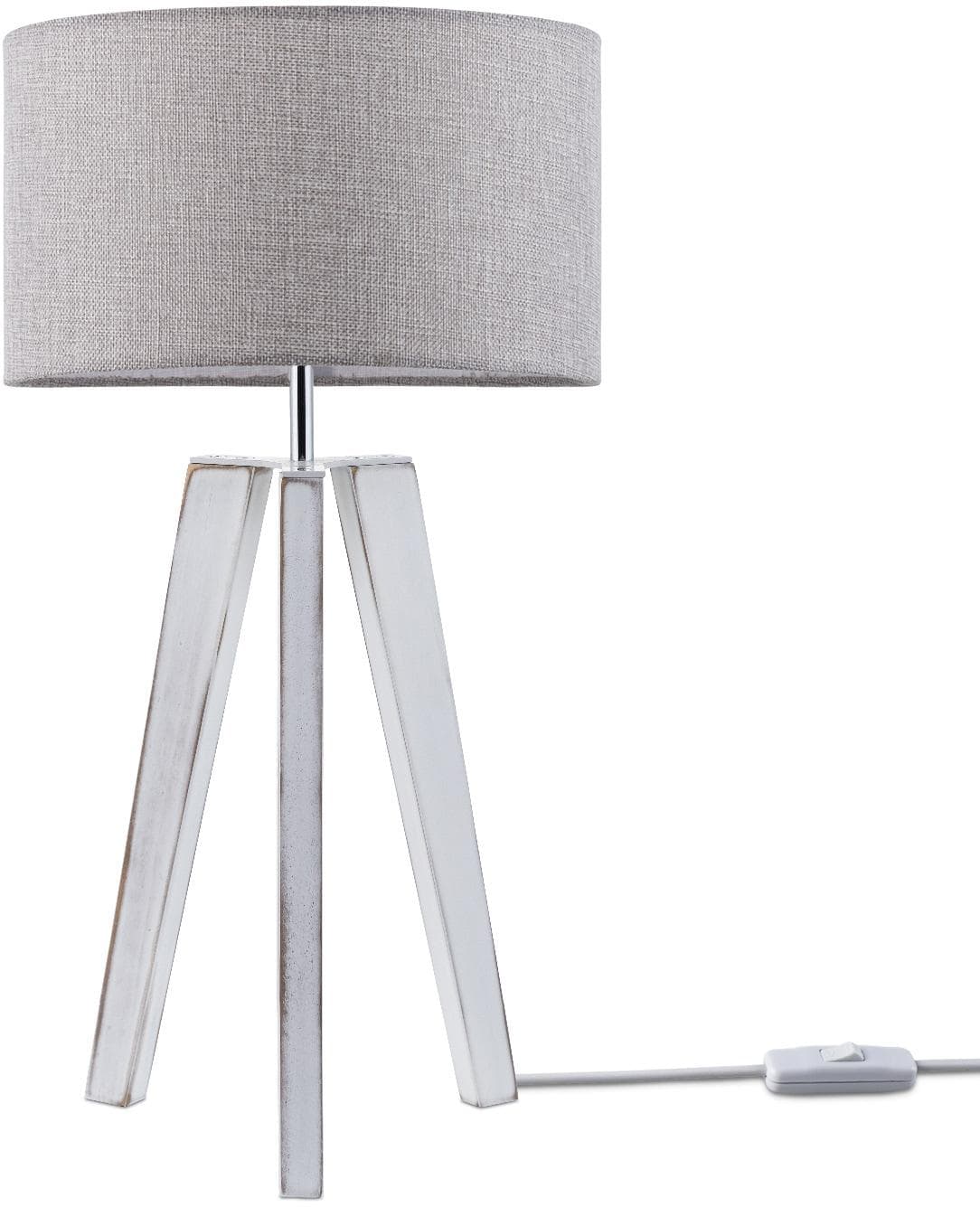 PACO HOME Tischleuchte Canvas Uni Color Weiß Vintage