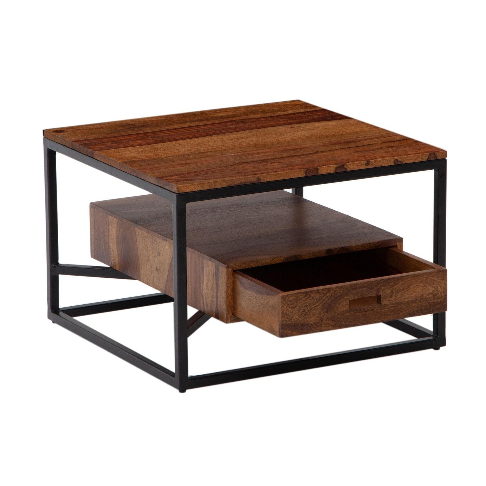 FineBuy Couchtisch Massivholz Modern mit Stauraum