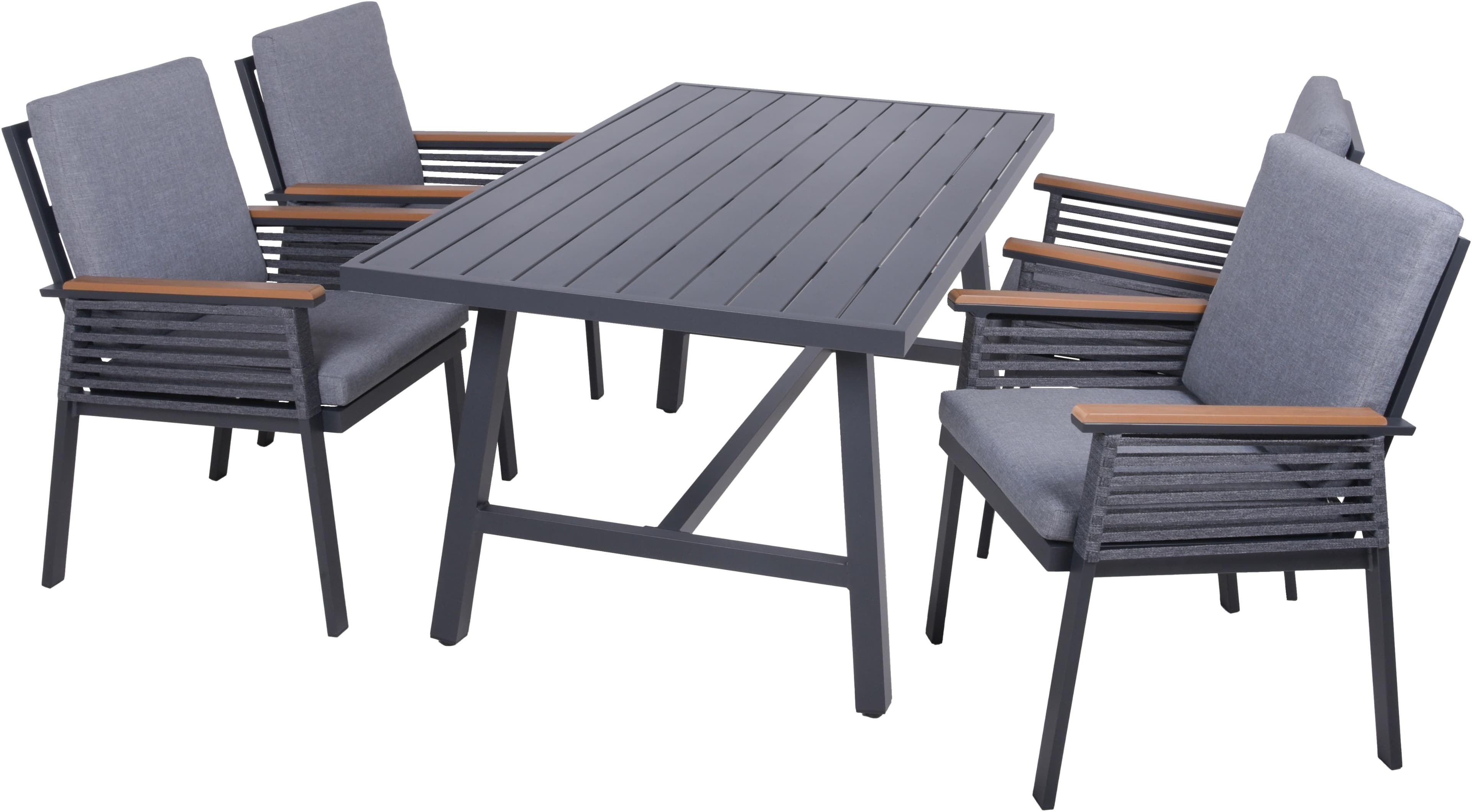 Garden Pleasure Garten-Essgruppe DENIA Schwarz Aluminium