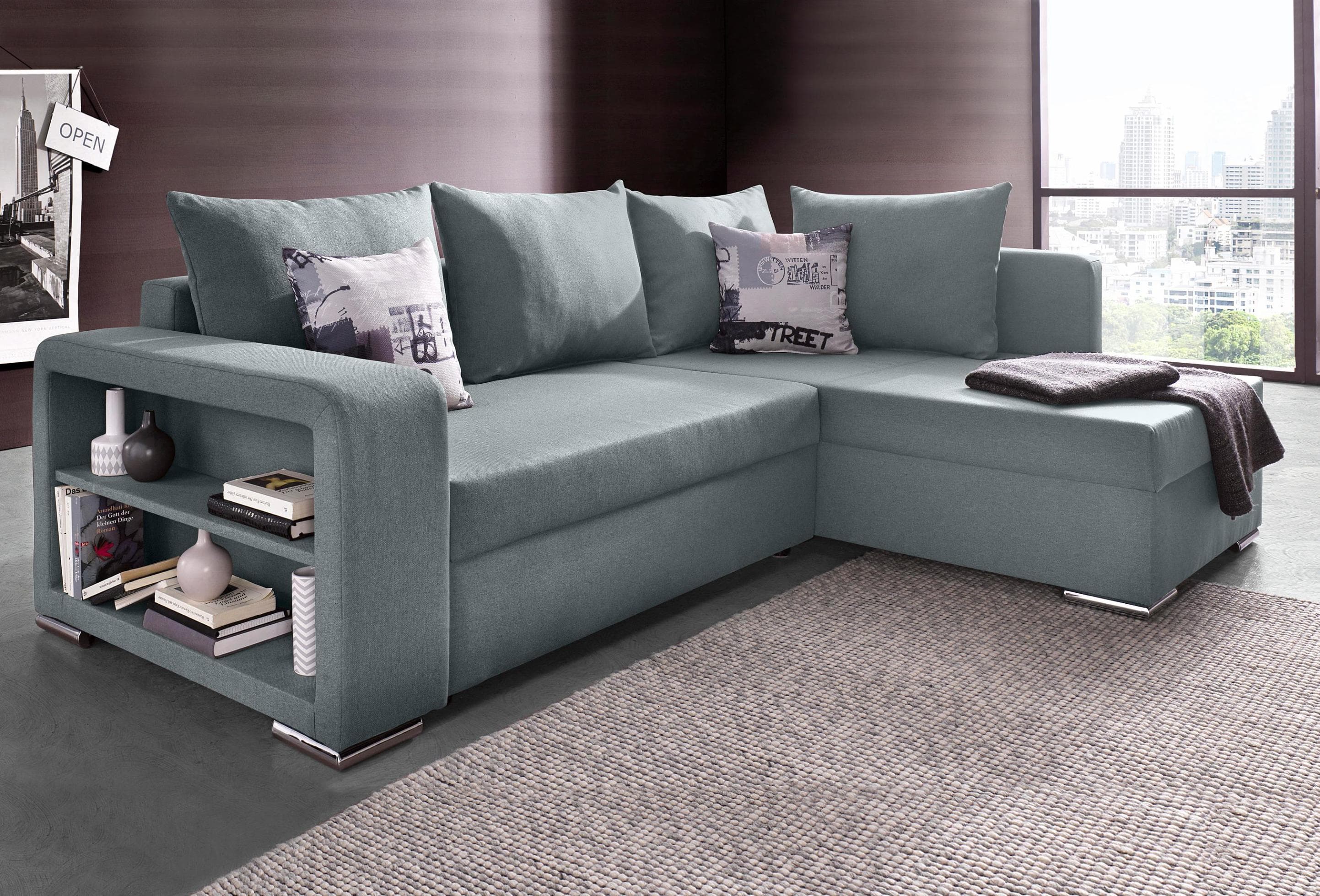 Ecksofa COLLECTION AB John L-Form Grau mit Bettfunktion