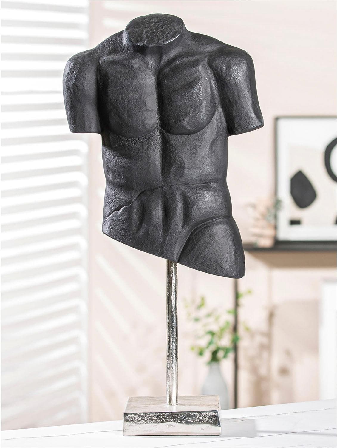CASABLANCA BY GILDE Skulptur Torso - Grau Aluminium Dekoobjekt