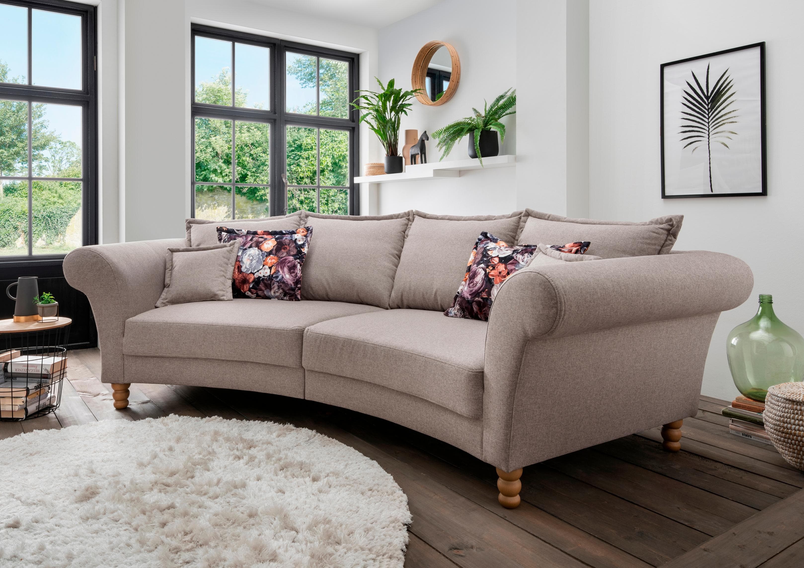 Home Affaire Big-Sofa Tassilo Taupe Geschwungen