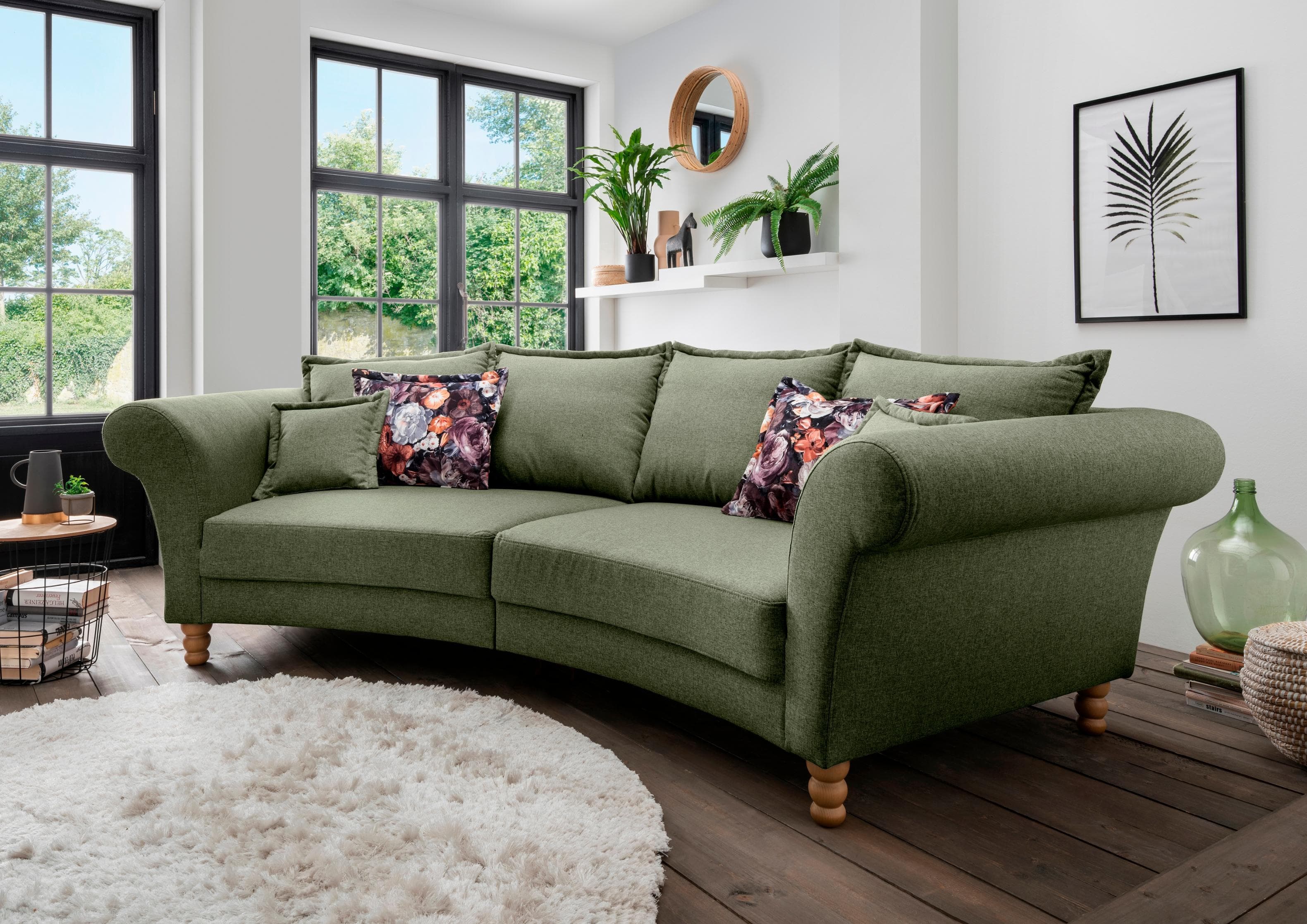 Home Affaire Big-Sofa Tassilo Grün Geschwungene Form