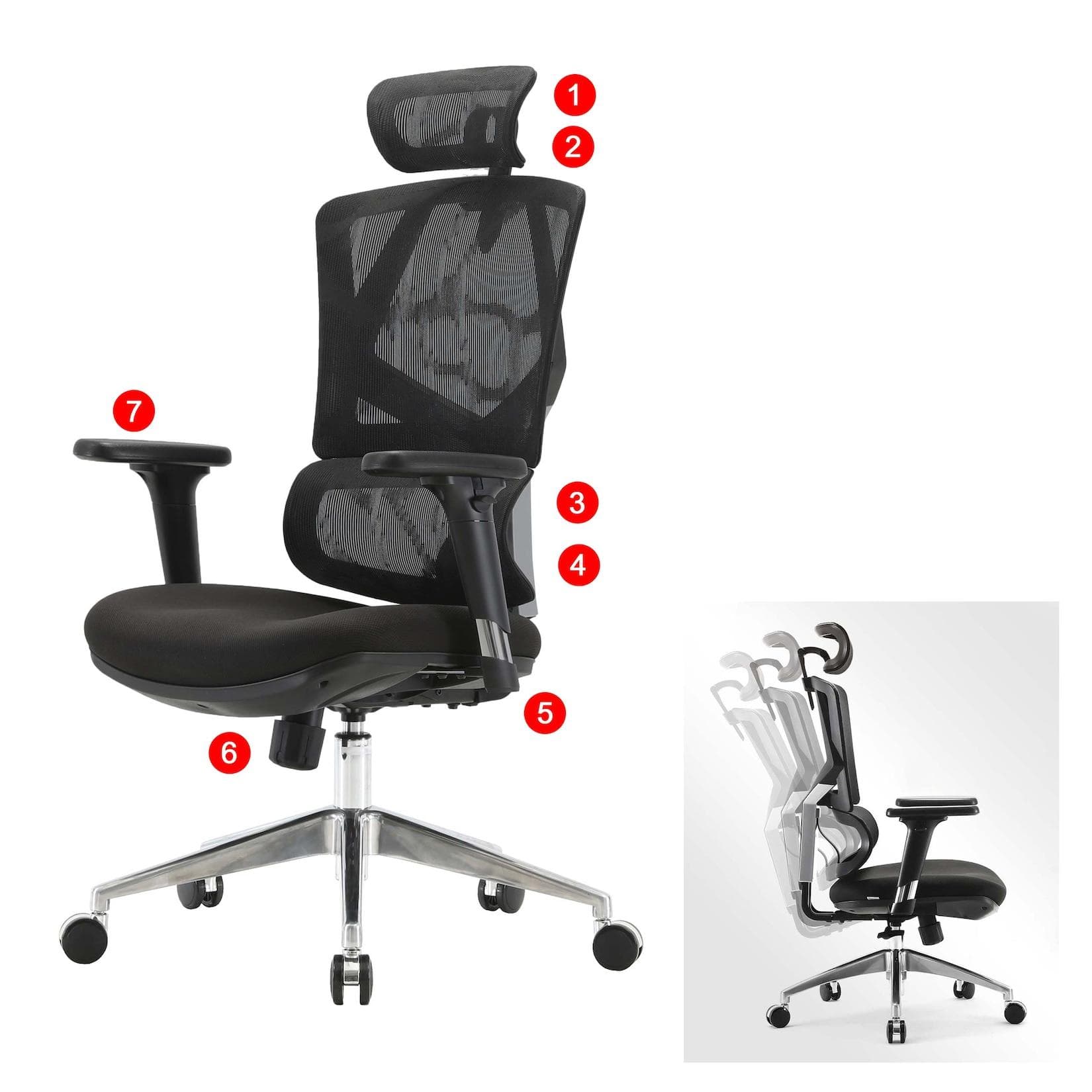 Bürostuhl MCW-J89 Schreibtischstuhl ergonomisch Lordosenstütze 3D-Armlehnen gepolstert Schwarz