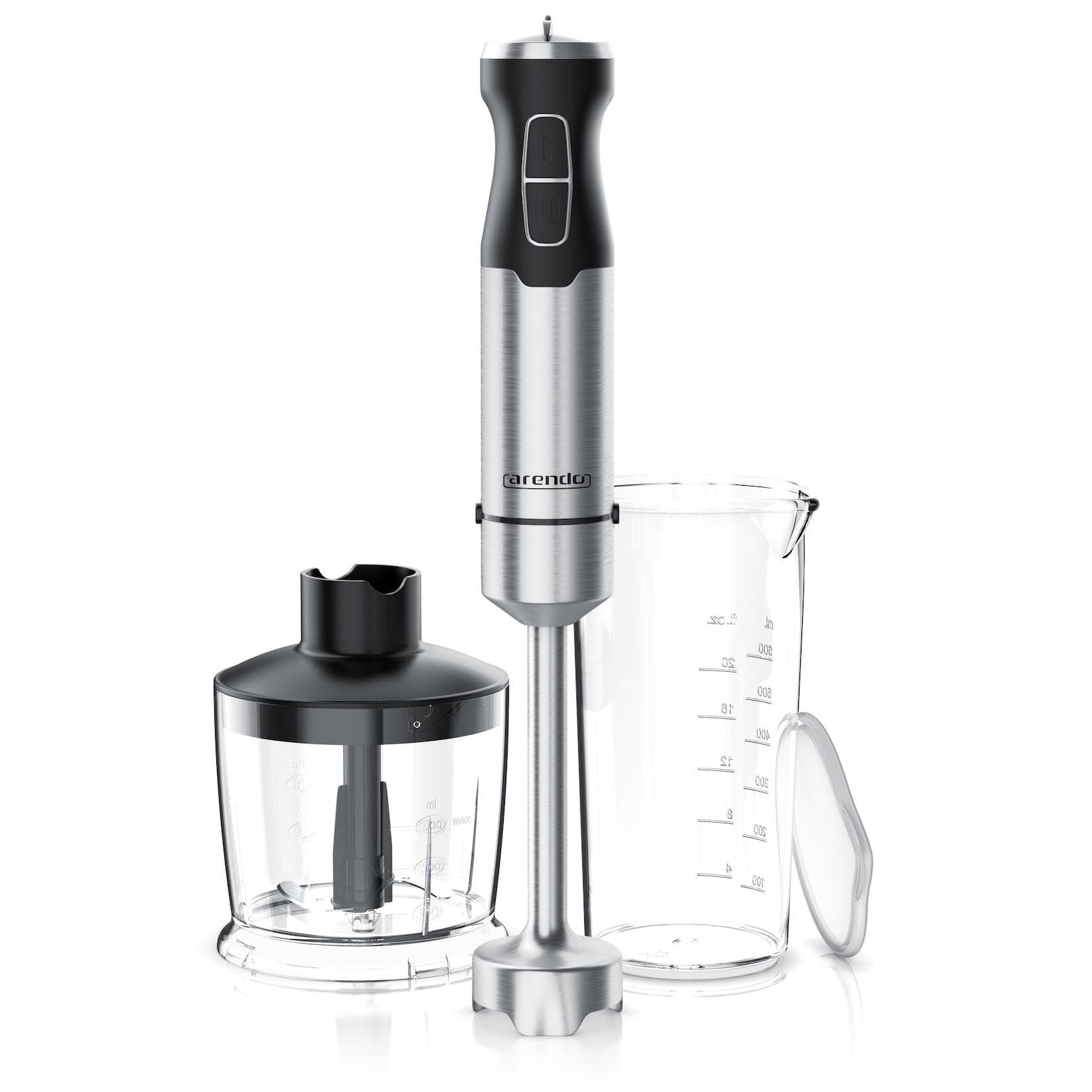 Arendo Edelstahl Stabmixer Set 1000W mit vierflügeligem Messer