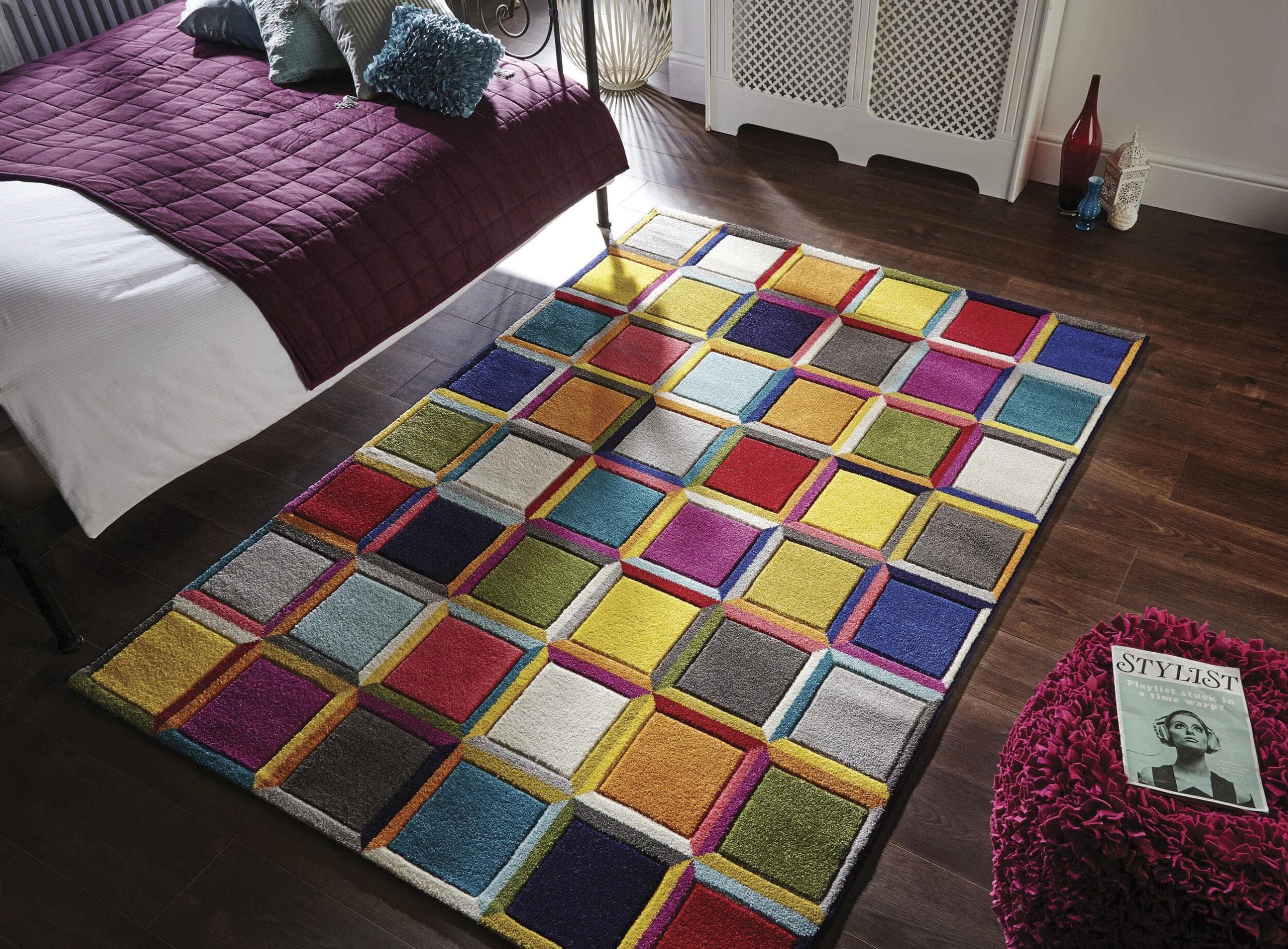FLAIR RUGS Waltz Teppich Retro Karomuster Bunt