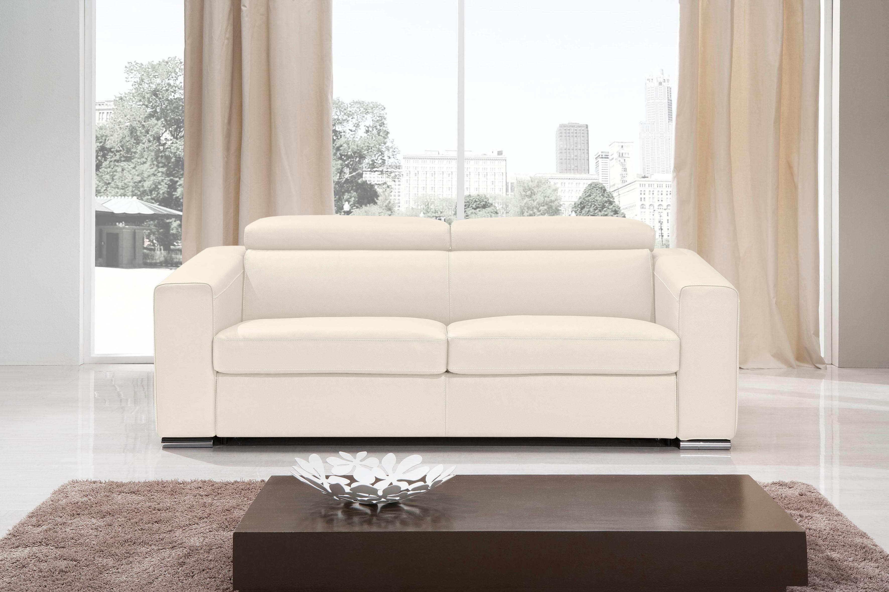 Schlafsofa EGOITALIANO Cabiria Beige Echtes Leder