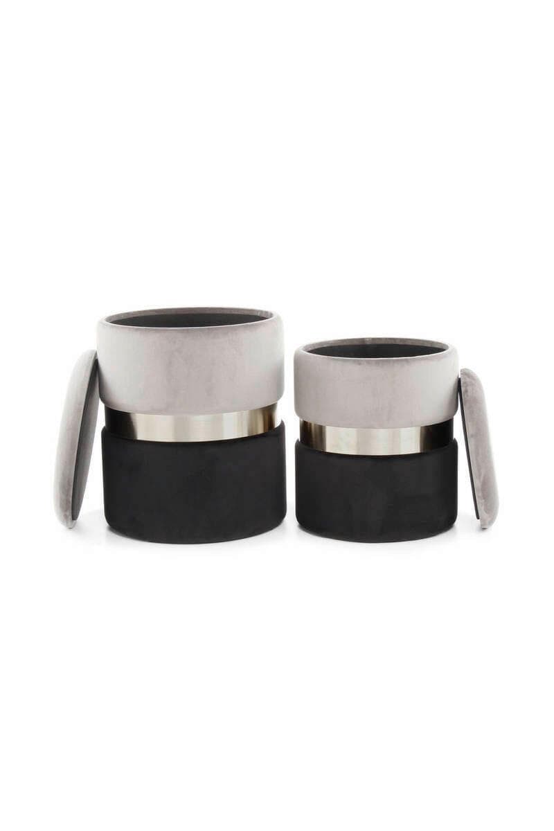 Kayoom Hocker-Set Schwarz Grau für Garten & Balkon
