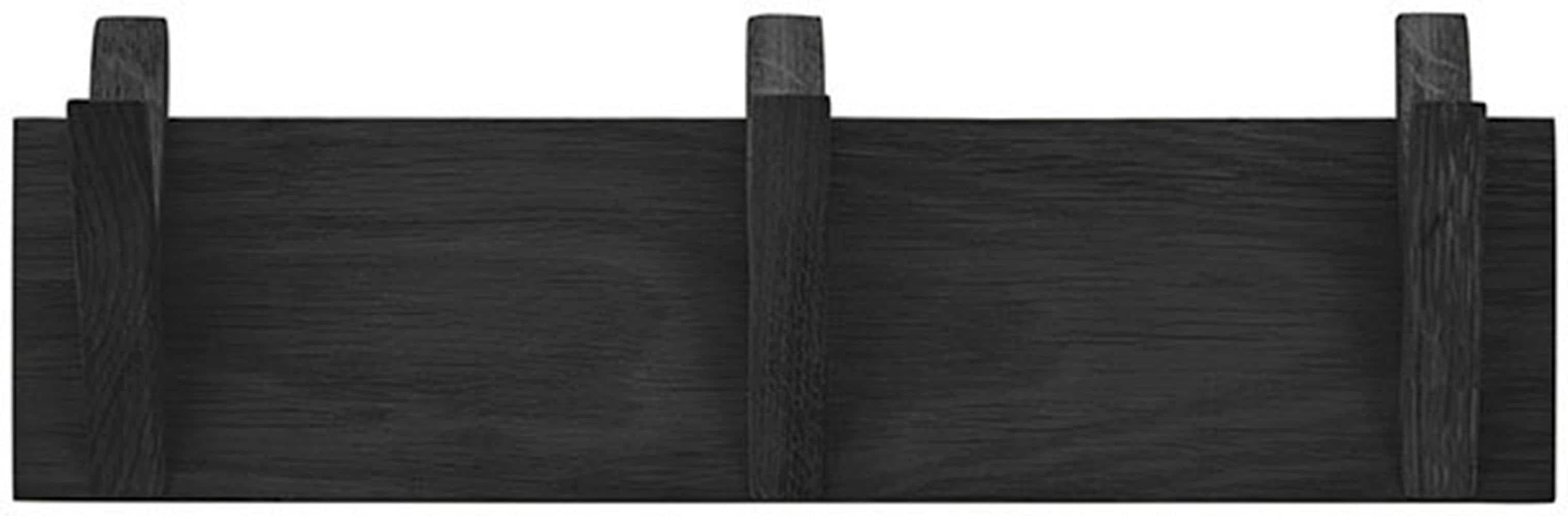 Garderobenpaneel aus Massivholz Eiche, Schwarz
