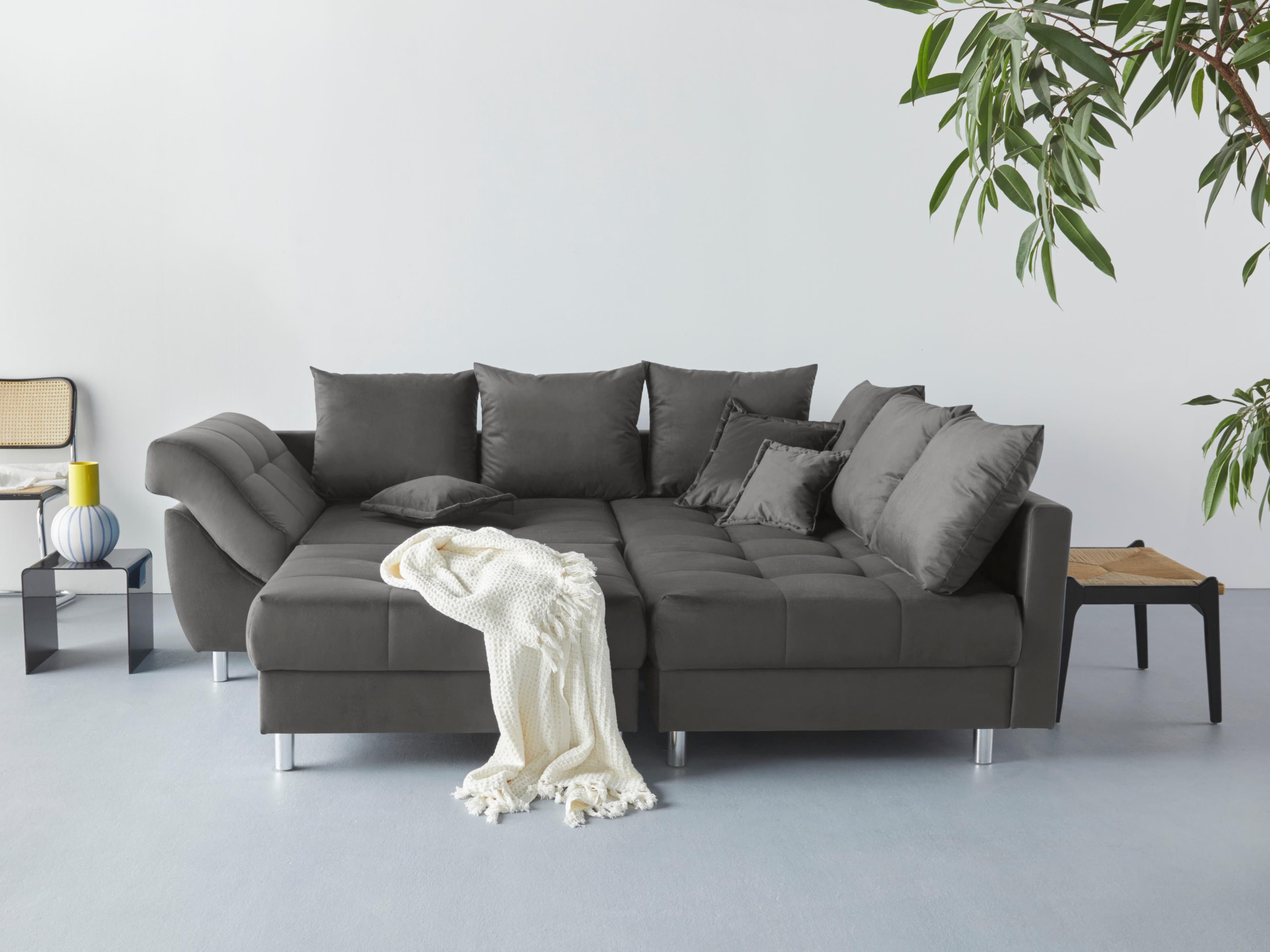 Ecksofa COLLECTION AB Innsbruck L-Form Anthrazit mit Hocker