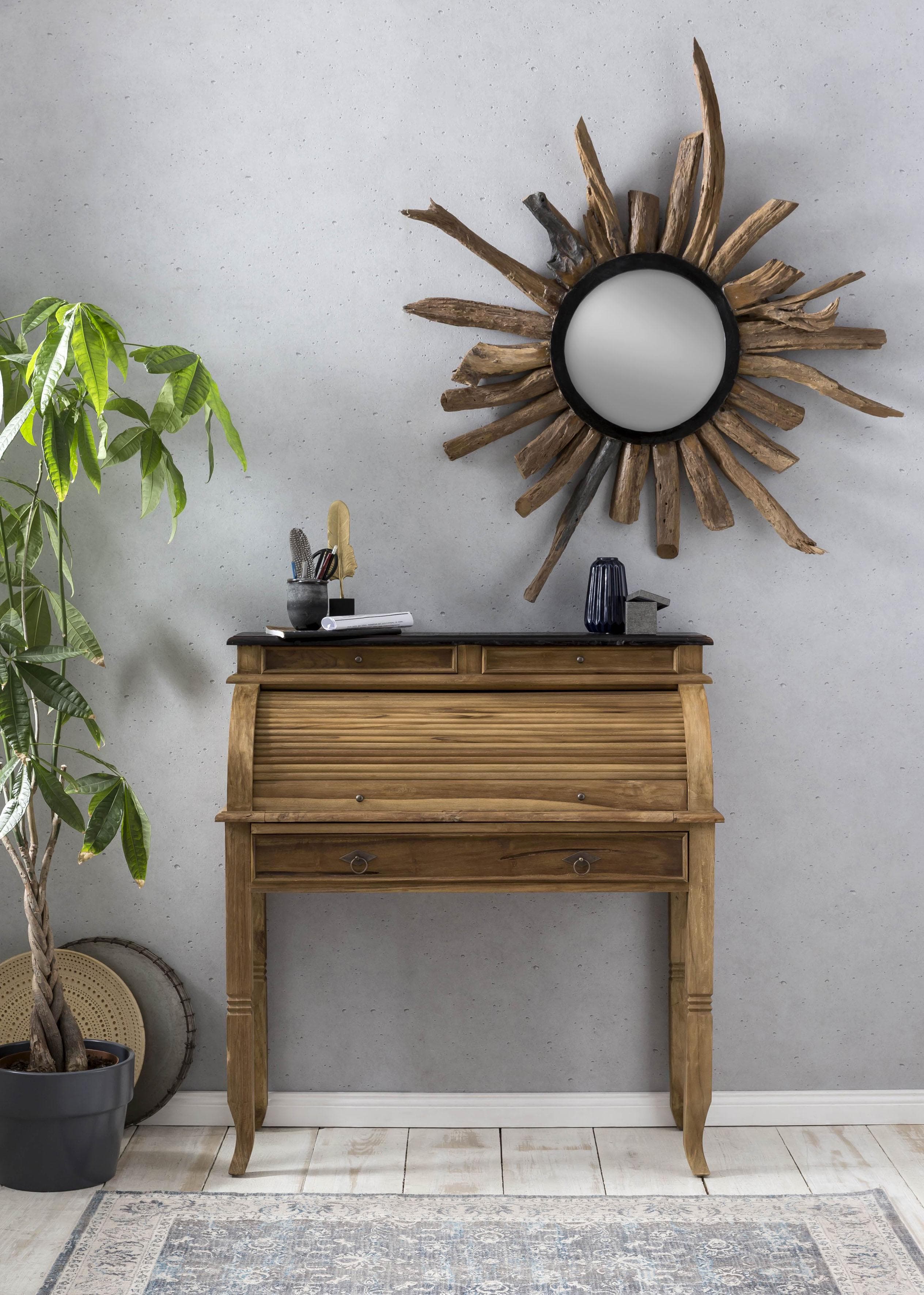 SIT Sekretär Seadrift Massiver Teakholz Sekretär Shabby Chic Beige