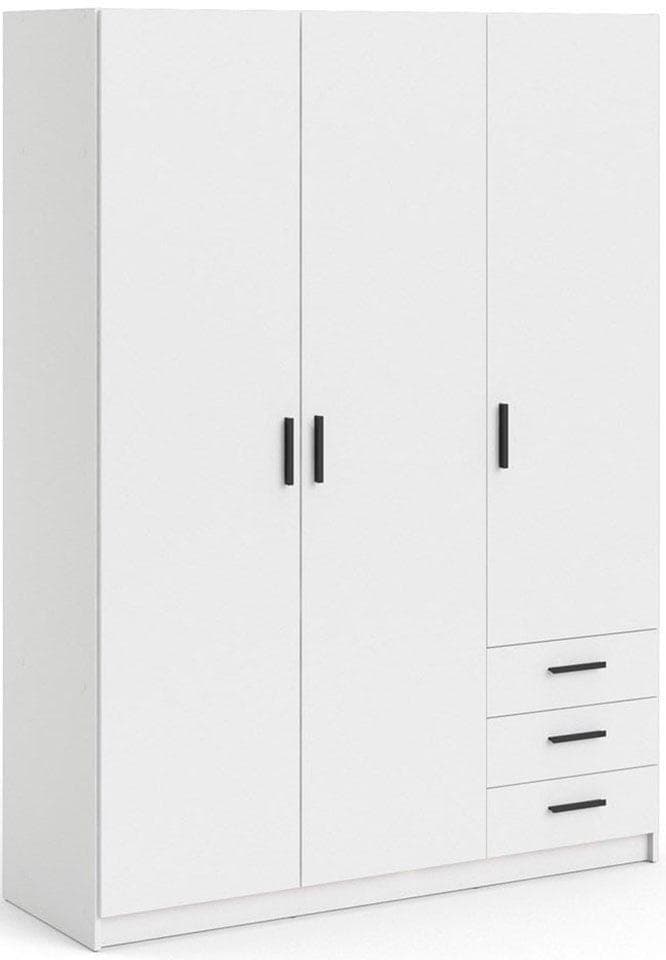 INOSIGN Kleiderschrank Sprint Weiß mit 3 Schubladen und Kleiderstange
